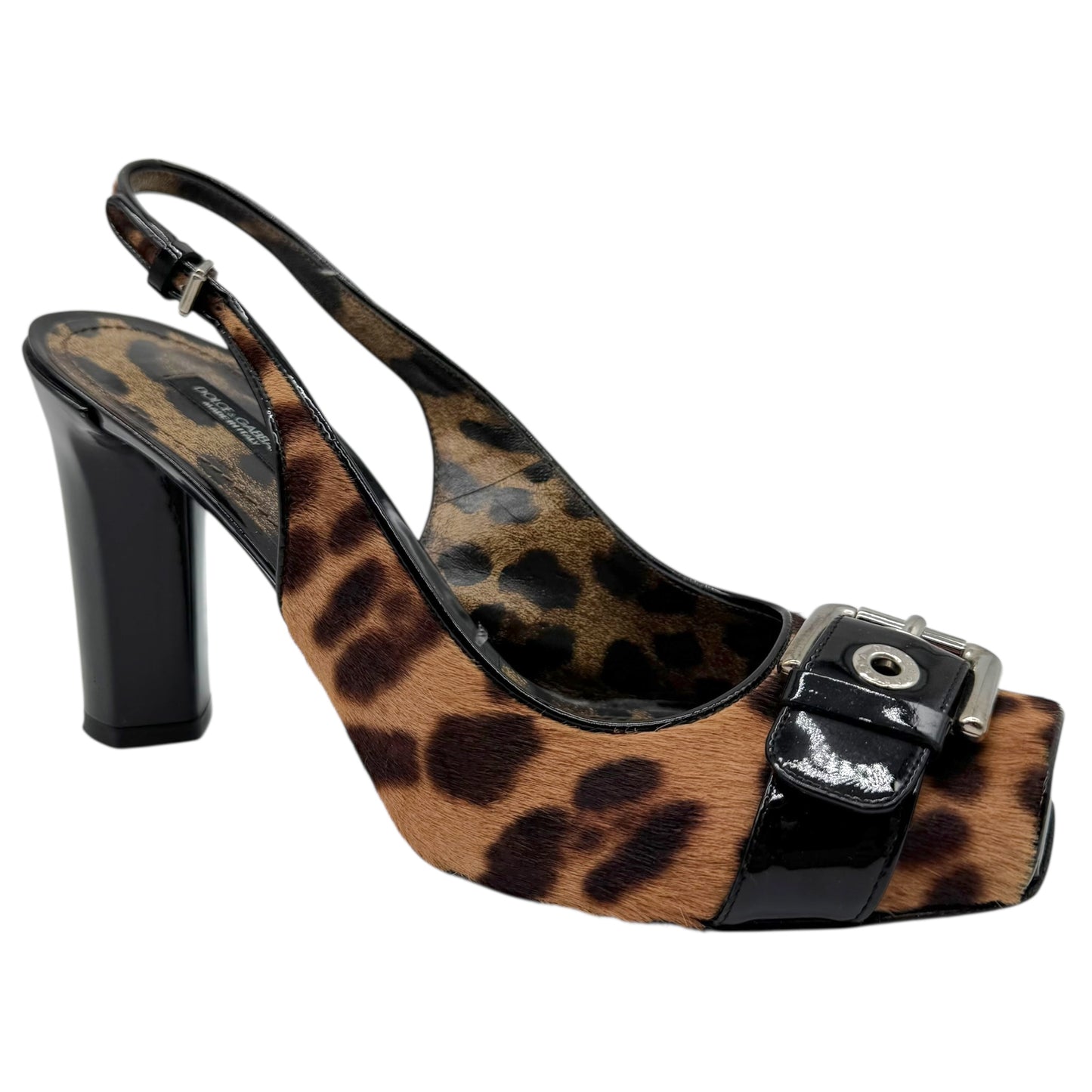 Dolce & Gabbana Leopard Ponyhair Peep-Toe Pump Heels