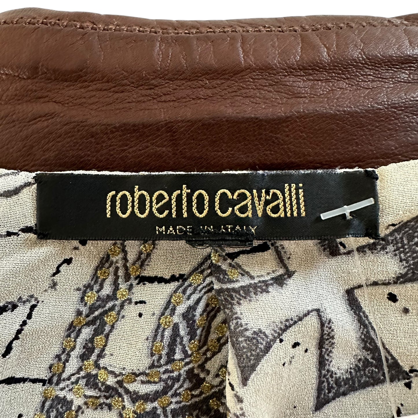 Roberto Cavalli F/W 2003 Brown Leather Laser Cut Jacket