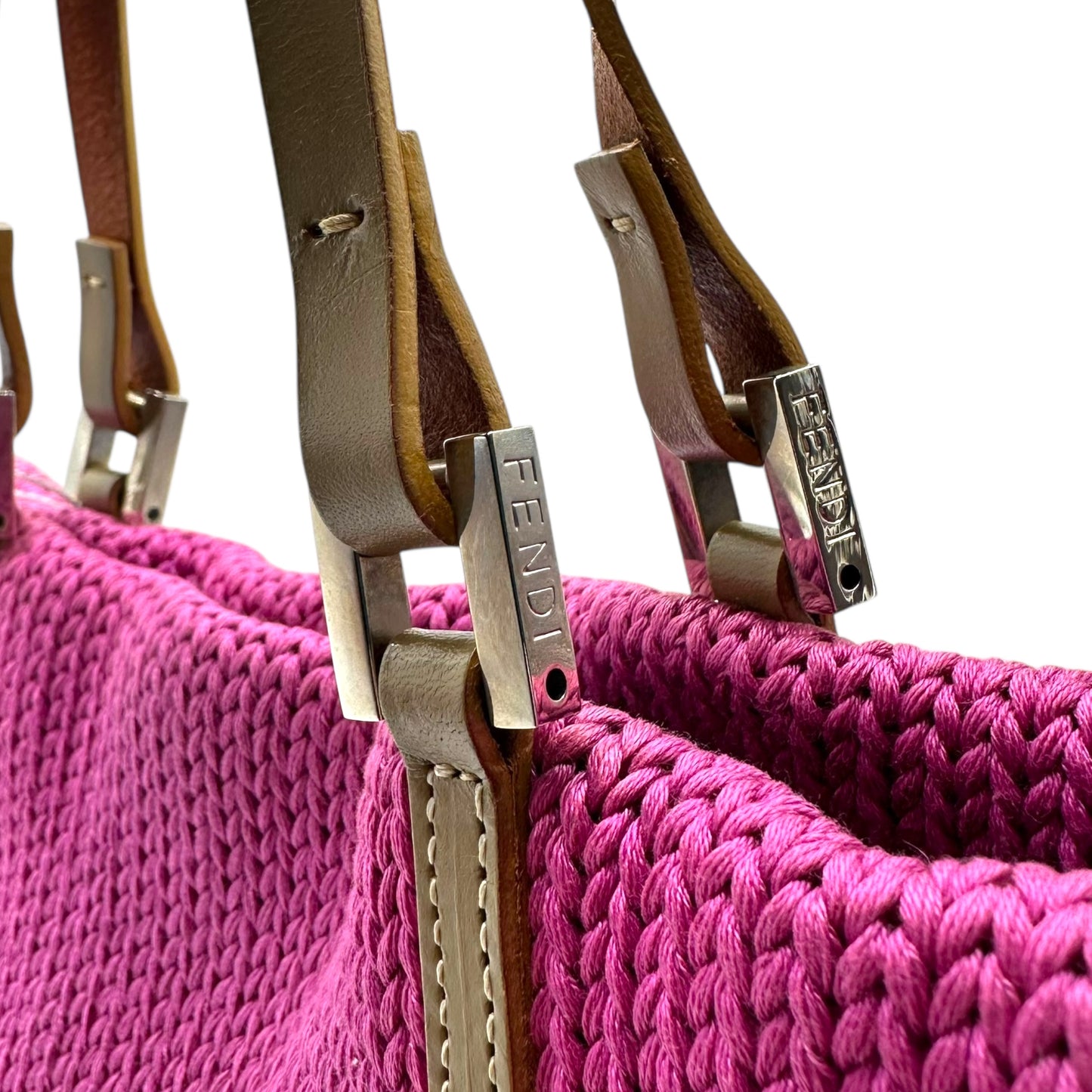 Fendi Hot Pink Knit Mini Tote Bag