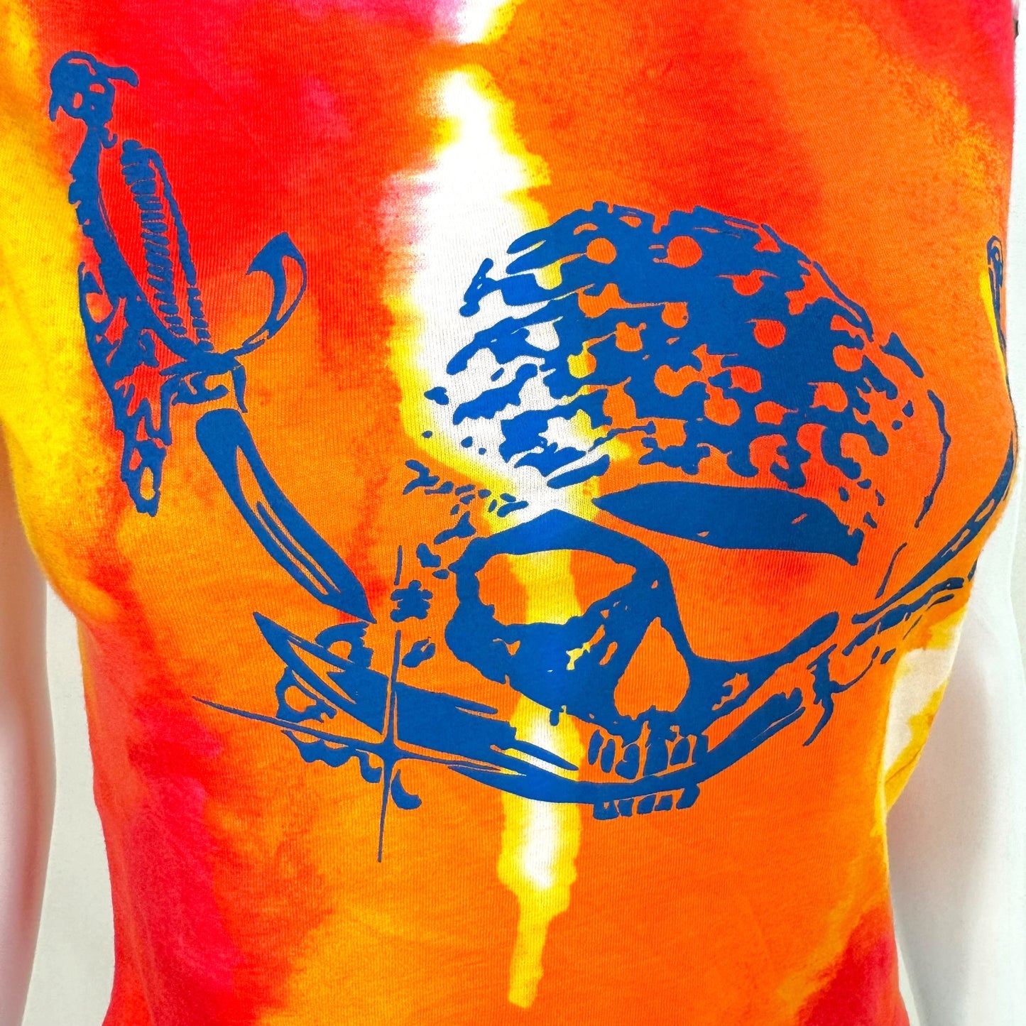 D&G Dolce & Gabbana Tie-Dye & Rhinestone Pirate Skull Graphic Tank NEW