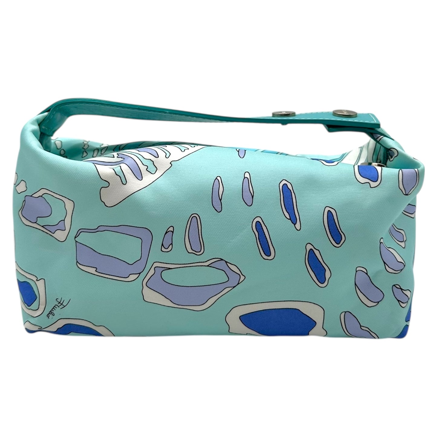 Emilio Pucci Blue Printed Silk Mini Pochette Bag