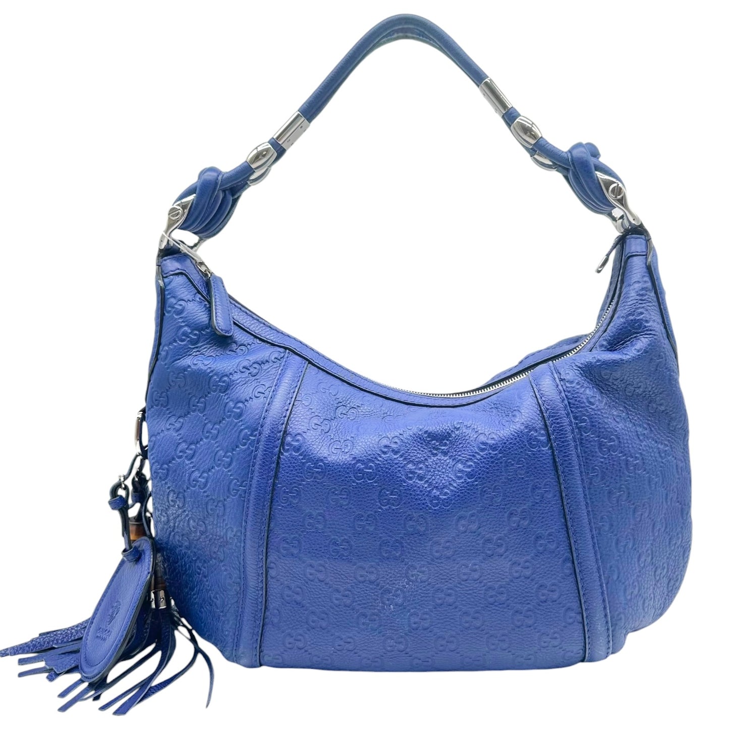 Gucci Royal Blue Guccissima Embossed Monogram Hobo Bag