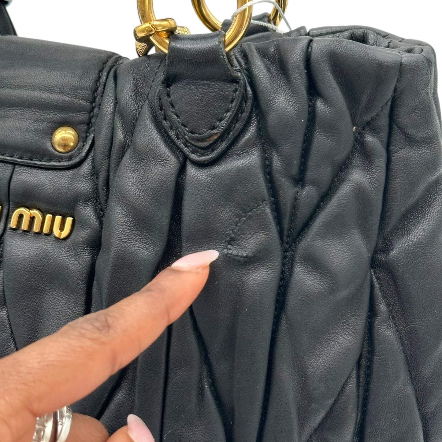 Miu Miu Black & Gold Quilted Matelasse 2-Way Bag