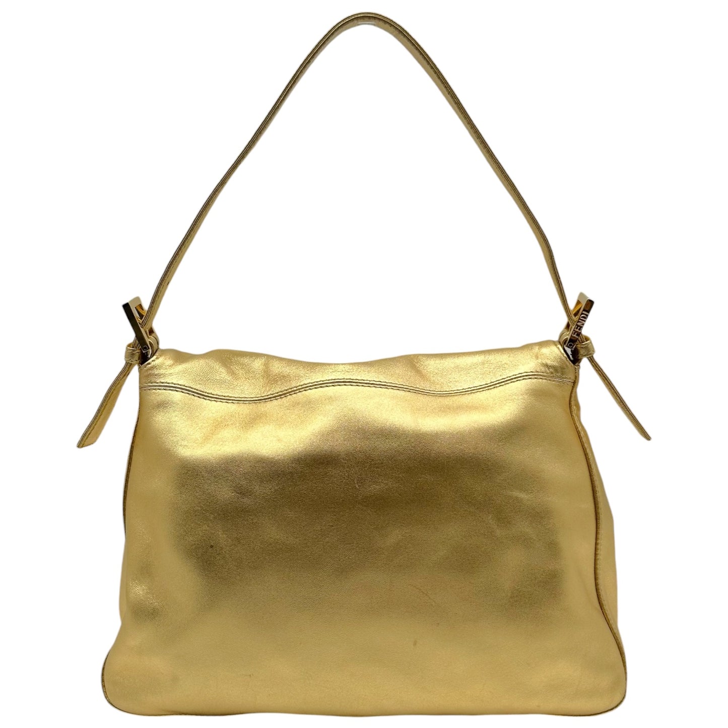 Fendi Gold Leather & Crystal Mama Baguette Bag