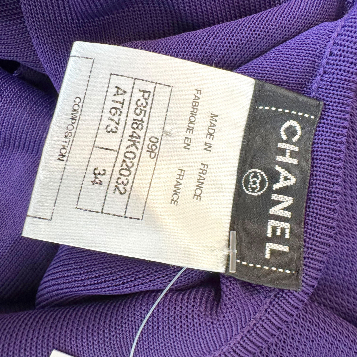 Chanel Spring 2009 Deep Purple Tie-Back Ruffle Knit Midi Dress