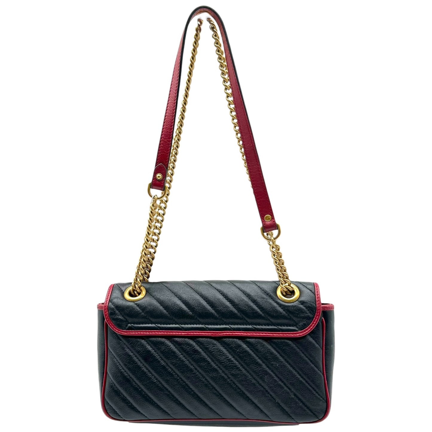 Gucci Black Leather Red Trim Marmot Shoulder Bag