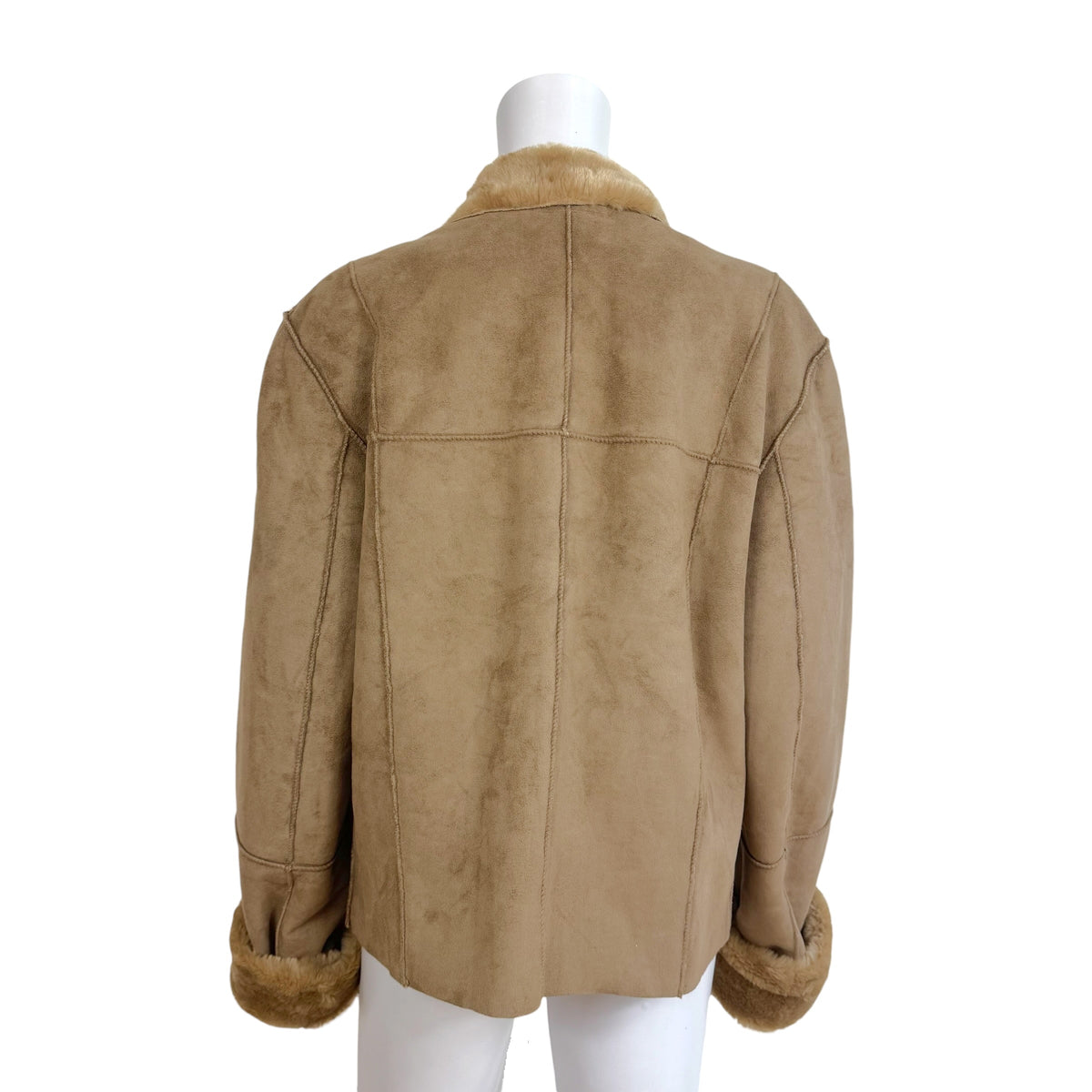 Dolce & Gabbana Tan Shearling Zip-Up Jacket