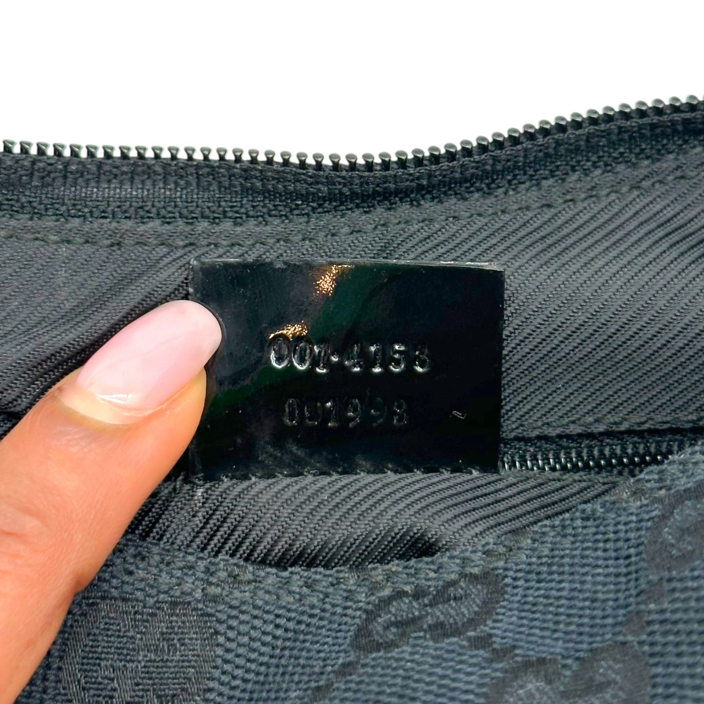 Gucci Black Monogram Canvas & Patent Leather Shoulder Bag
