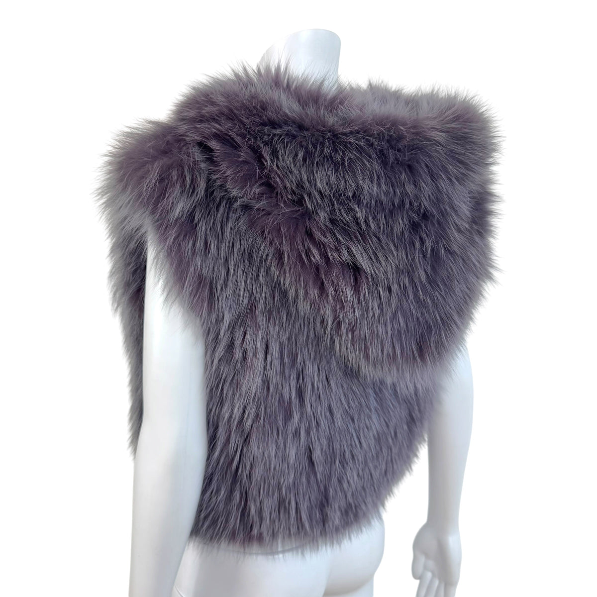 Roberto Cavalli Purple Fox Fur Hooded Sleeveless Vest