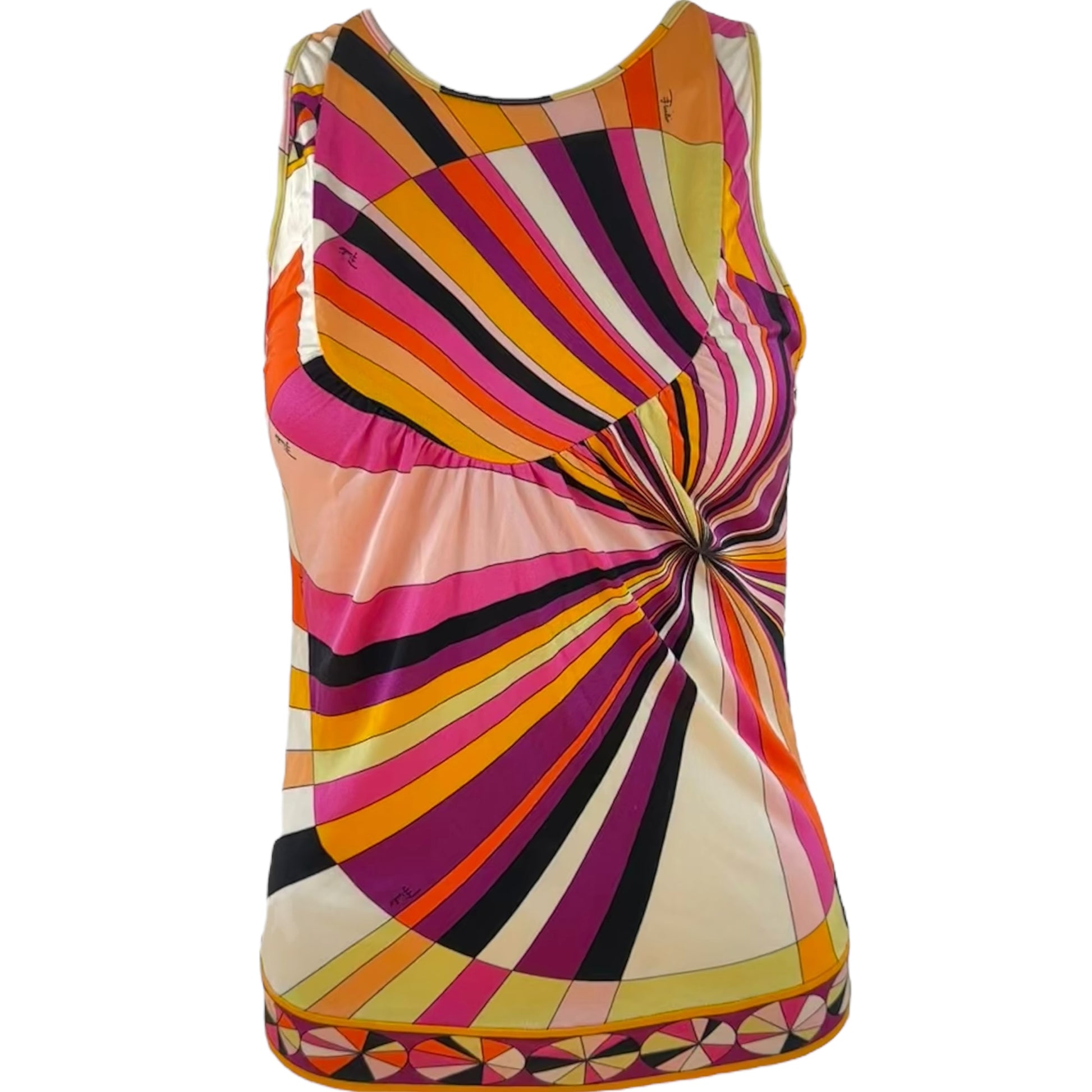 Emilio Pucci Purple & Orange Printed Silk Tank Top - Outfit Repeater