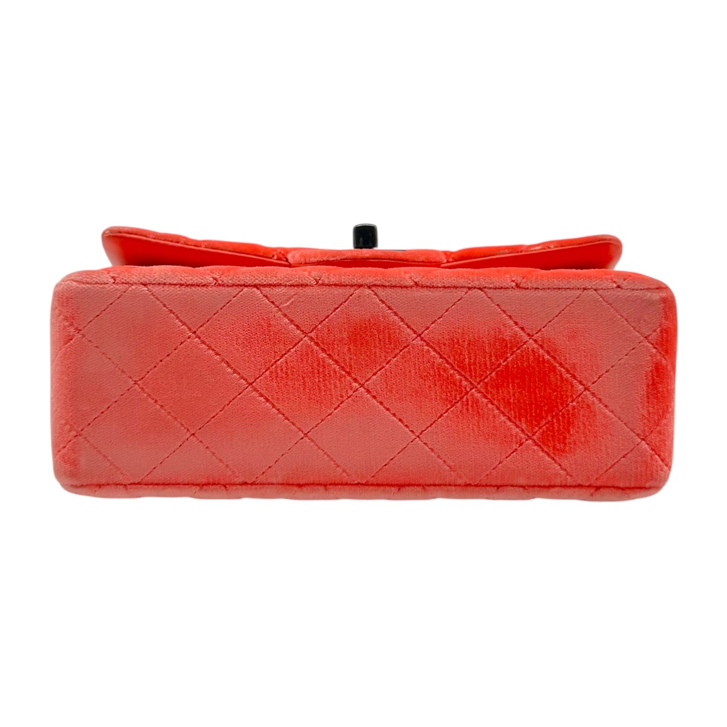 Chanel Neon Pink-Orange Velvet Small Classic Flap Bag 2014-15