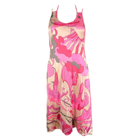 Emilio Pucci Pink & Gray Printed Halter Midi Dress