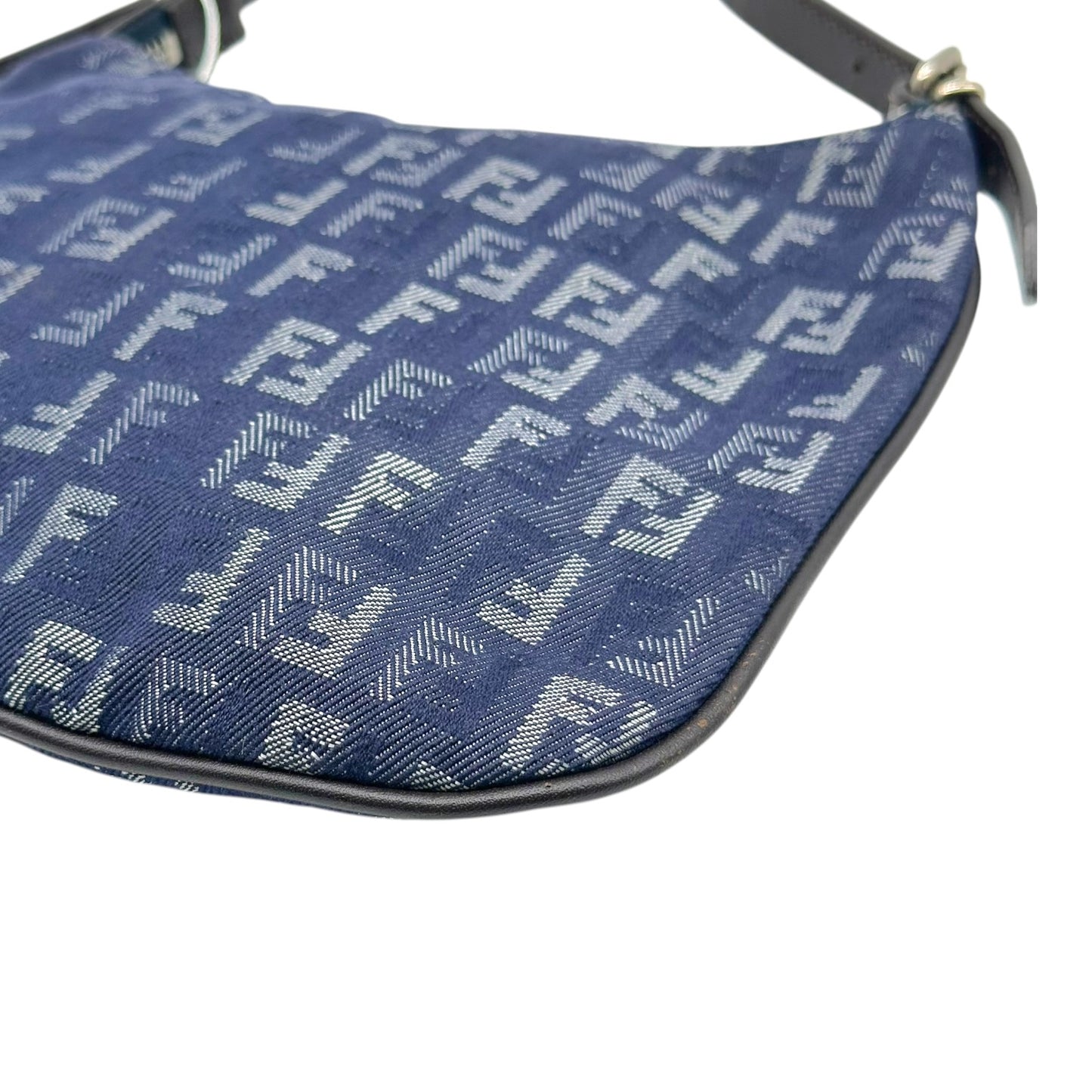 Fendi Blue Denim Zucchino Monogram Oyster Bag