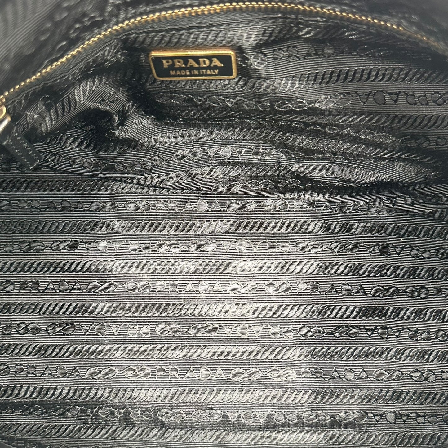 Prada Black Nylon & Gold Hardware Shoulder Bag