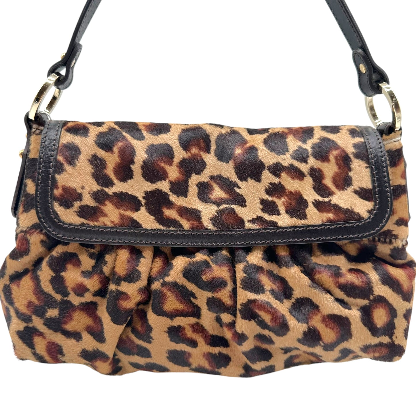Fendi Leopard Print Ponyhair Shoulder Bag