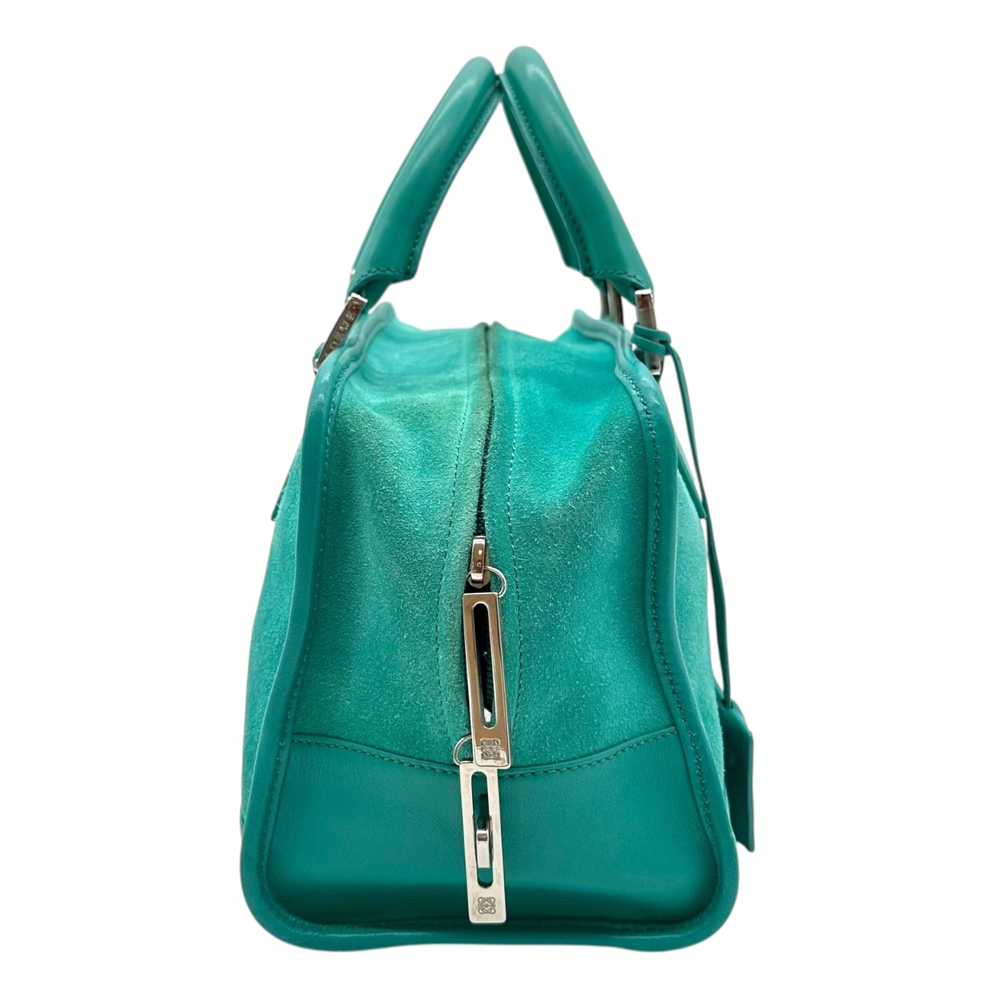 Loewe Turquoise Amazona 28 Suede Logo Bag
