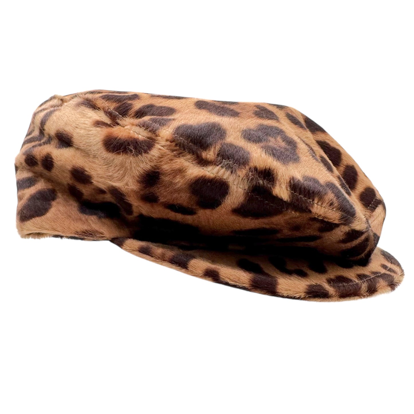 Dolce & Gabbana Leopard Print Ponyhair Newsboy Hat