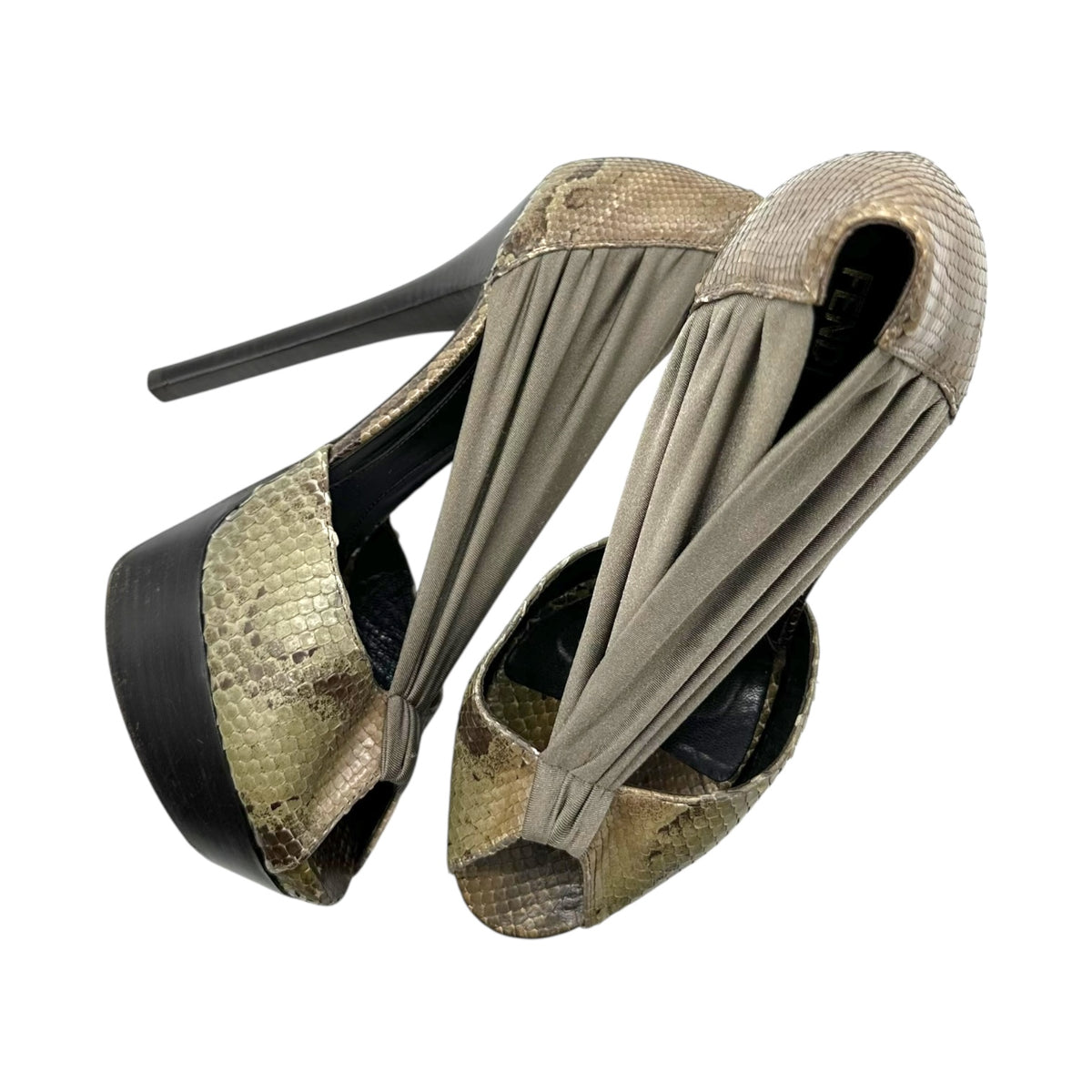 Python Platform Heels 41 Fendi Python High Heels Natural Peep-Toe Stiletto 41 – Outfit Repeater