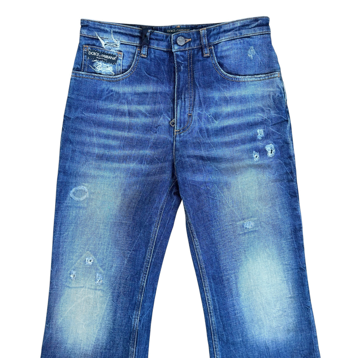 Dolce & Gabbana Dark Wash Distressed Capri Jeans