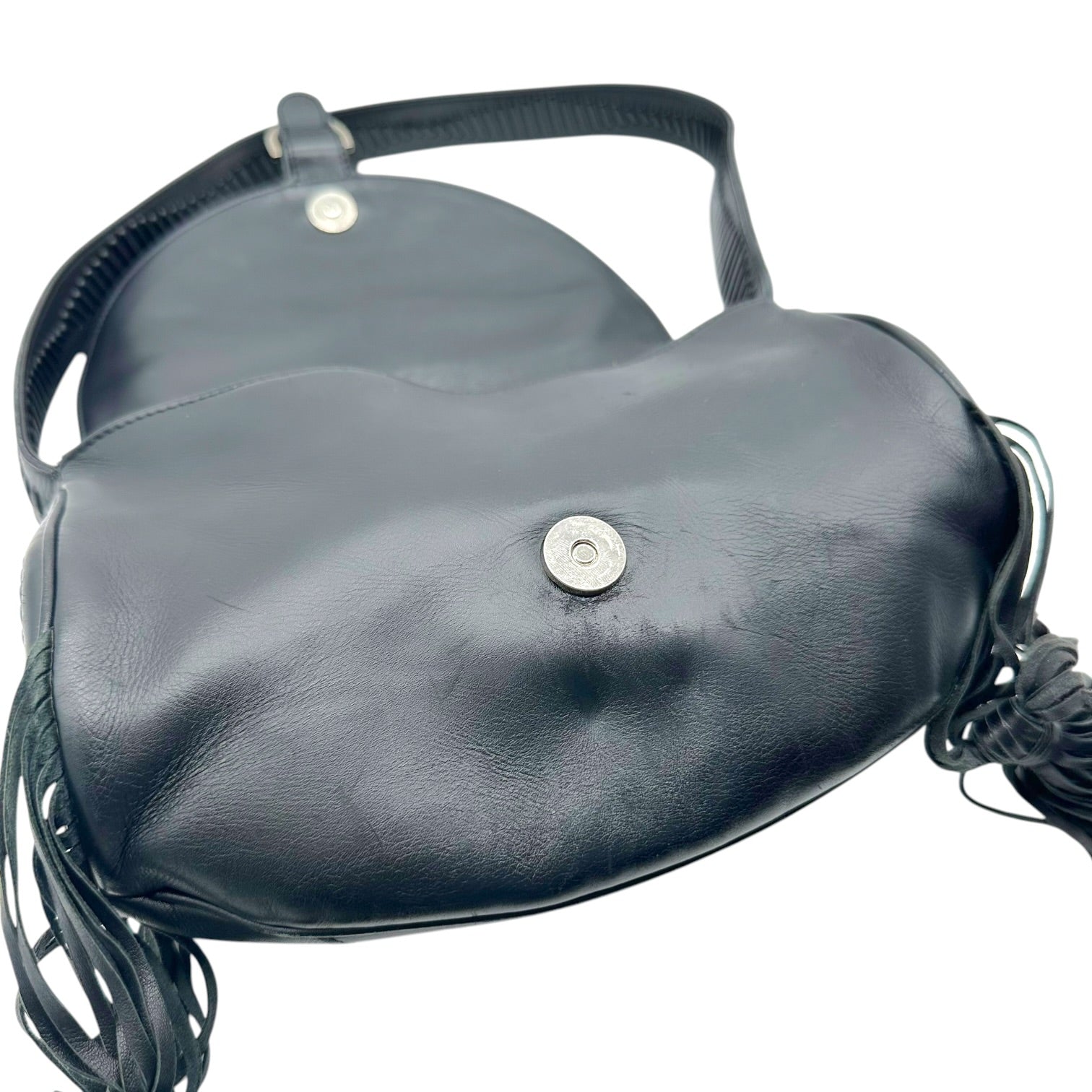 Alexander McQueen Black Fringe Whipstitch Shoulder Bag