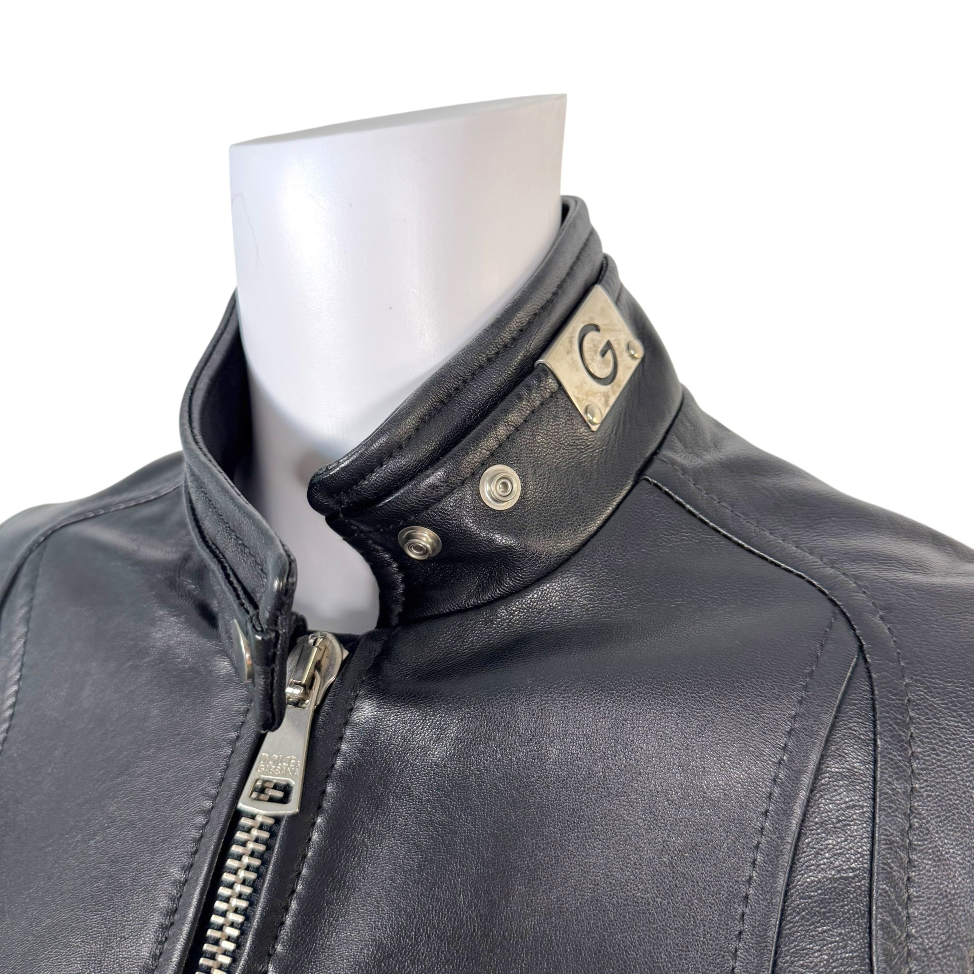 Dolce & Gabbana Black Leather Logo Hardware Bomber Jacket - Outfit Repeater