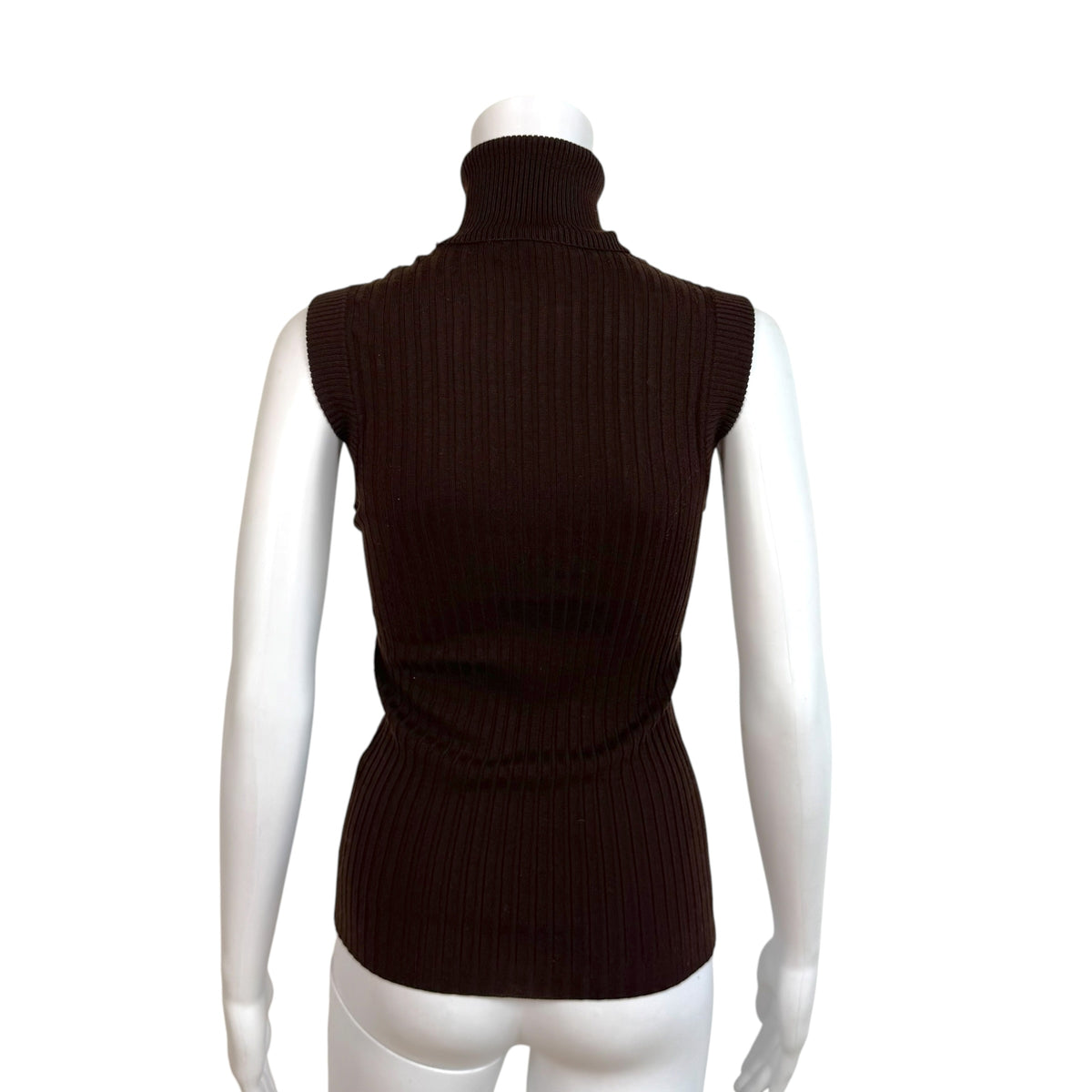 Dolce & Gabbana Brown Cashmere Knit Sleeveless Turtleneck Top