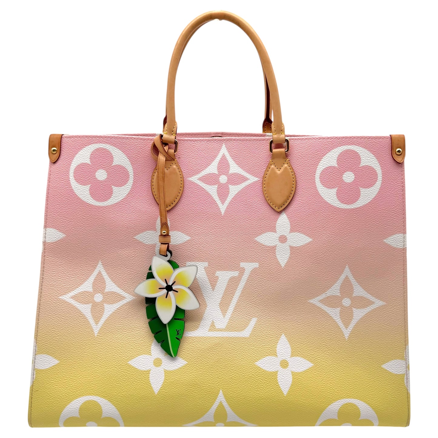 Louis Vuitton Pink & Yellow XL Monogram Ombre OnTheGo GM 2-Way Tote Bag