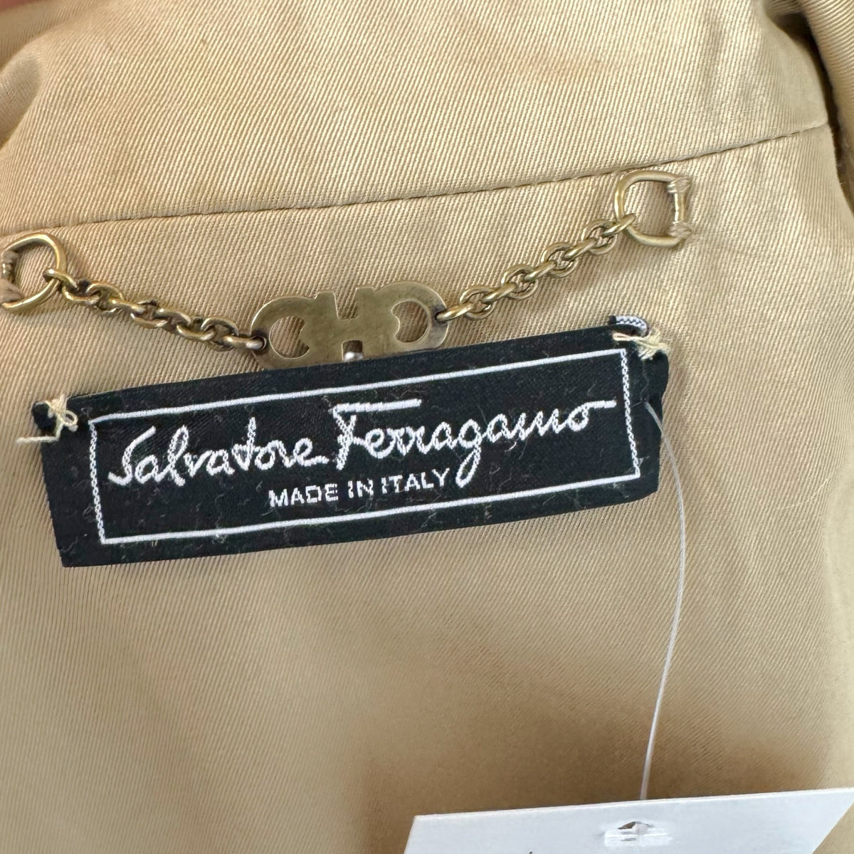 Salvatore Ferragamo Beige Grommet Belt Trench Coat