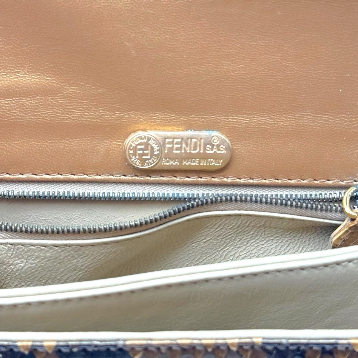 Fendi Brown Python Baguette Shoulder Bag