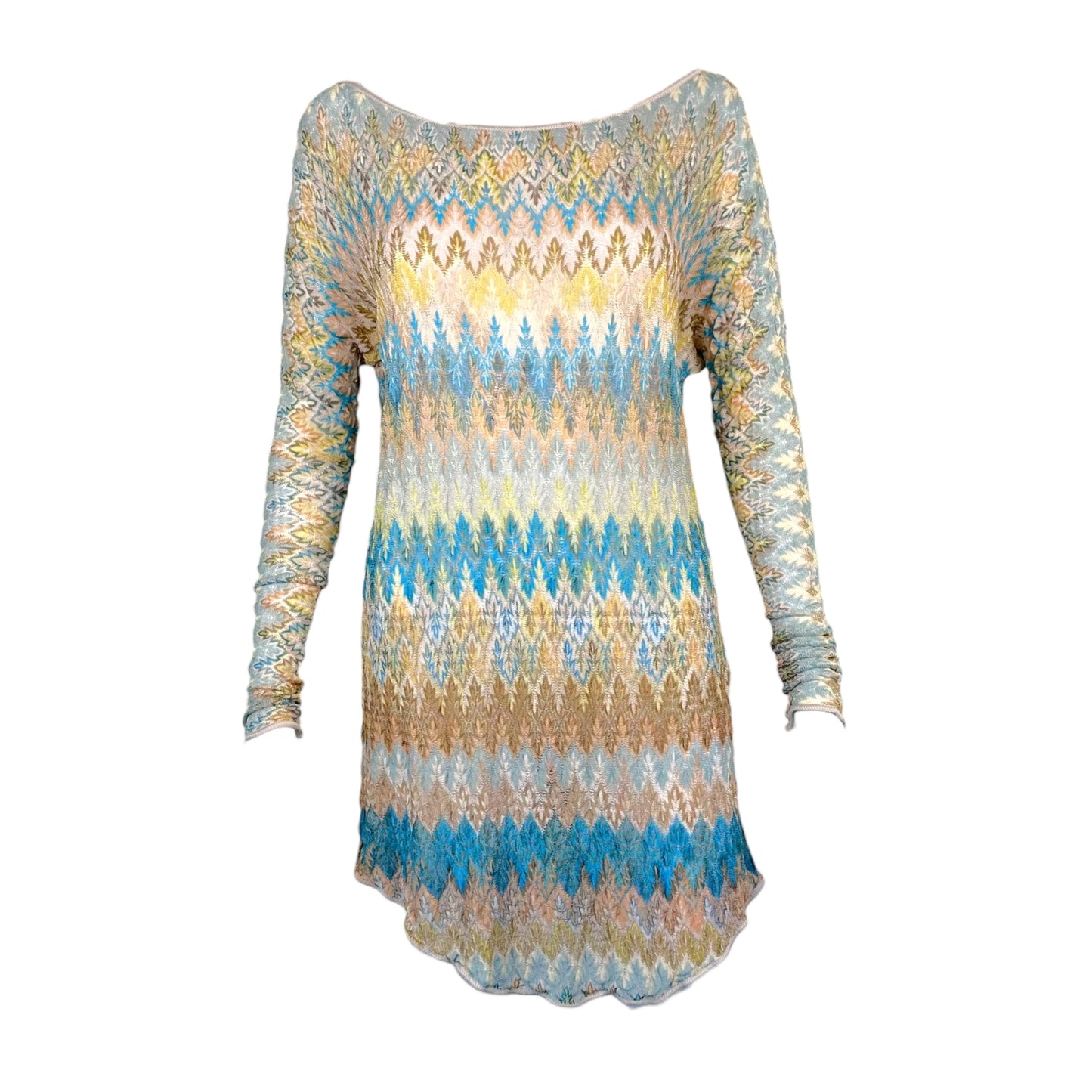 Missoni Mare Turquoise Multi Chevron Knit Cover-Up Top