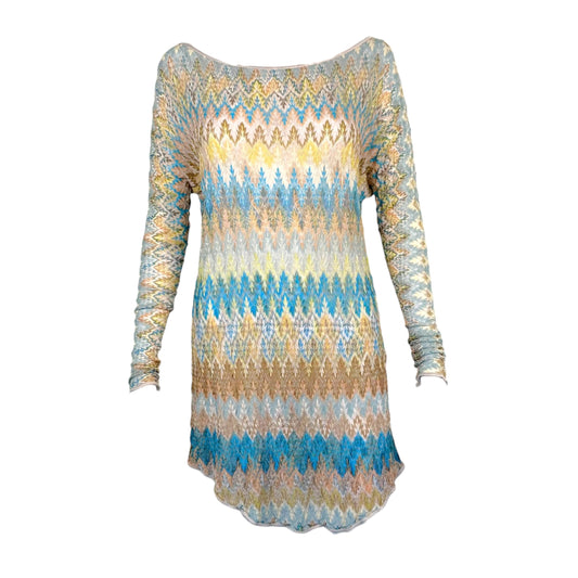 Missoni Mare Turquoise Multi Chevron Knit Cover-Up Top