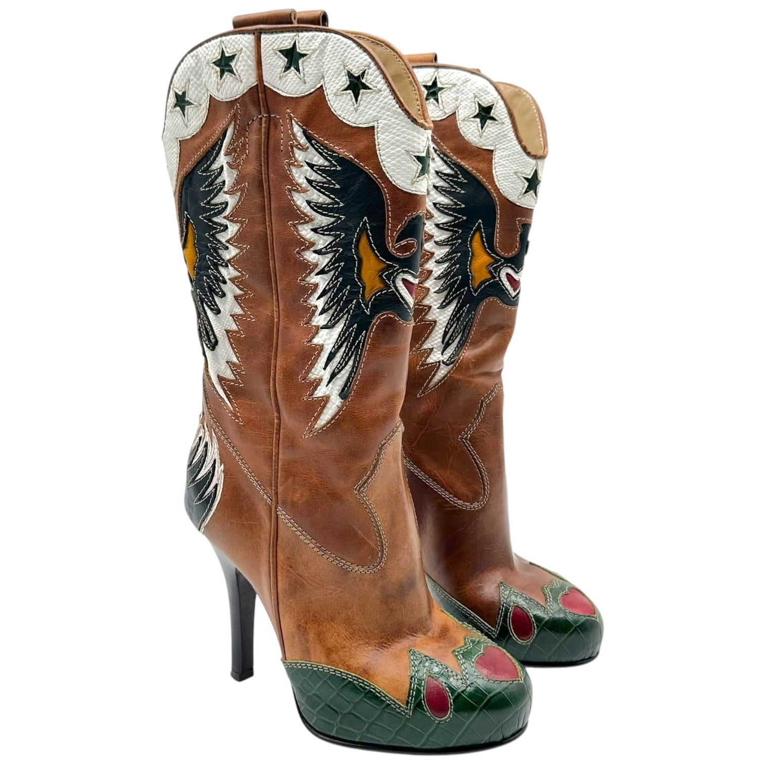 Dolce & Gabbana Brown Leather Heeled Cowboy Boots