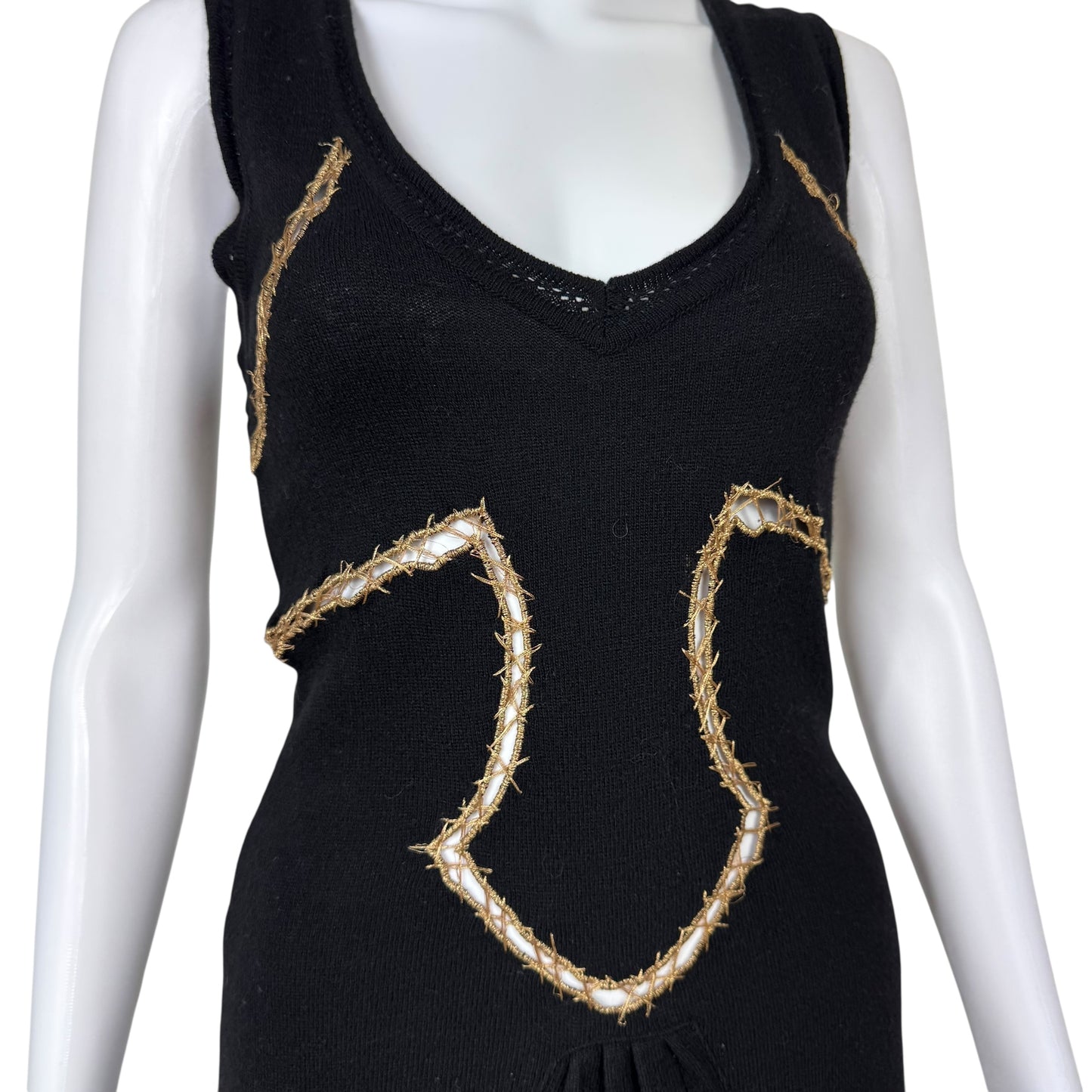 Just Cavalli Roberto Cavalli Black & Gold Knit Sweater Mini Dress