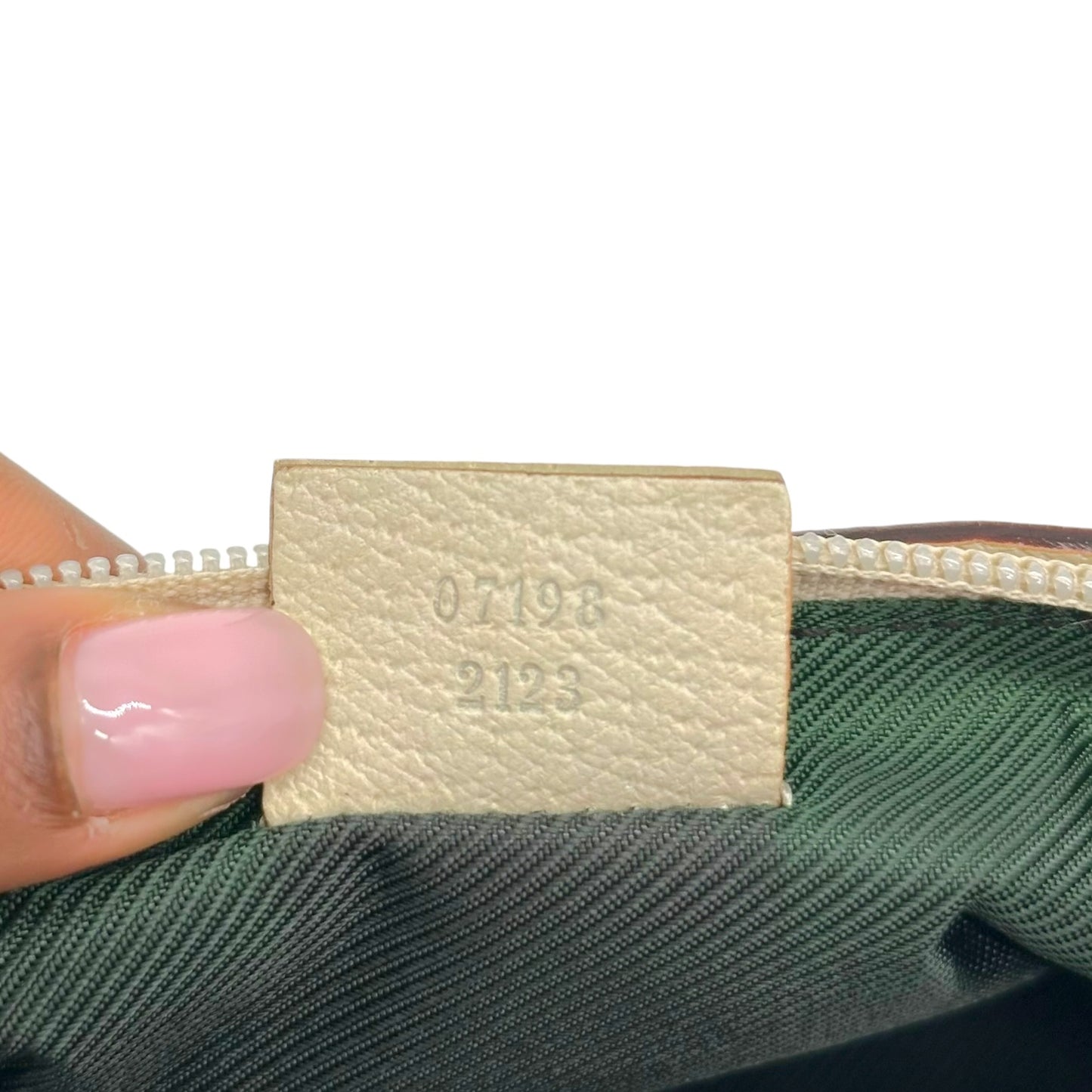Gucci Tan Monogram & Ivory Leather Boat Pochette Bag