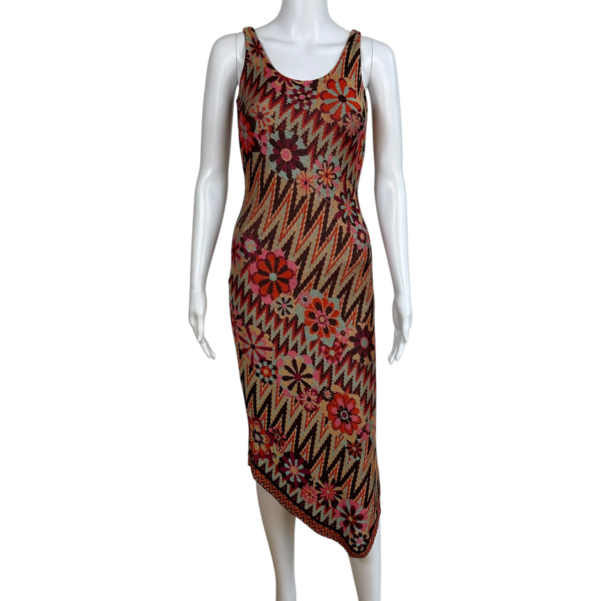 Missoni Multicolor Floral & Chevron Knit Maxi Dress