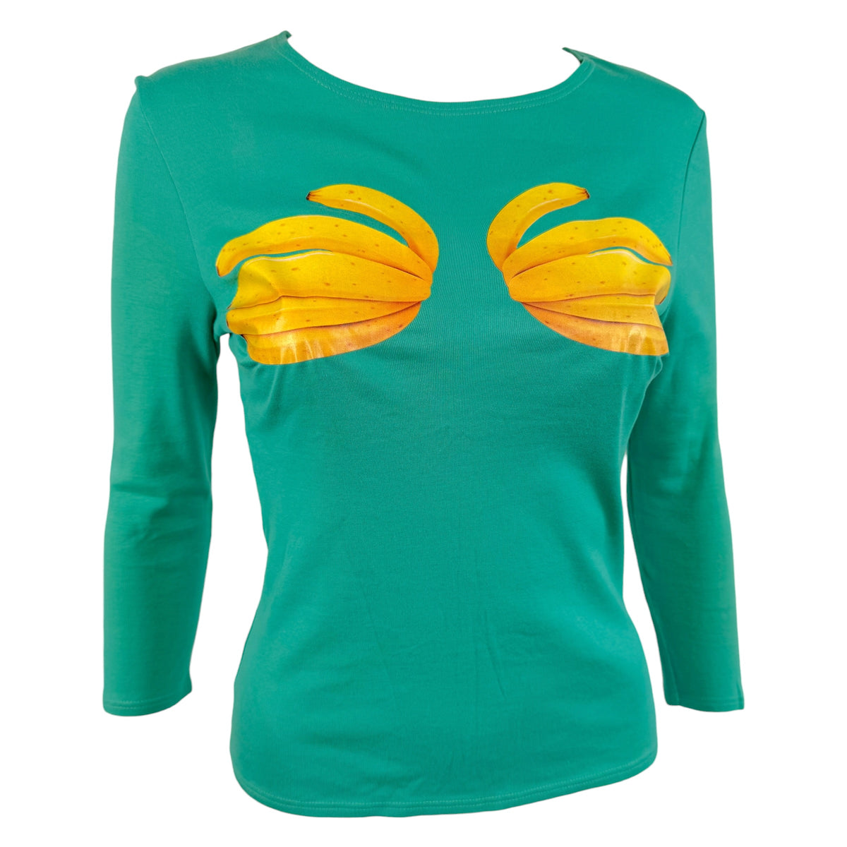 Chloe 3/4 Sleeve T-Shirt Green Banana Graphic Early 2000s