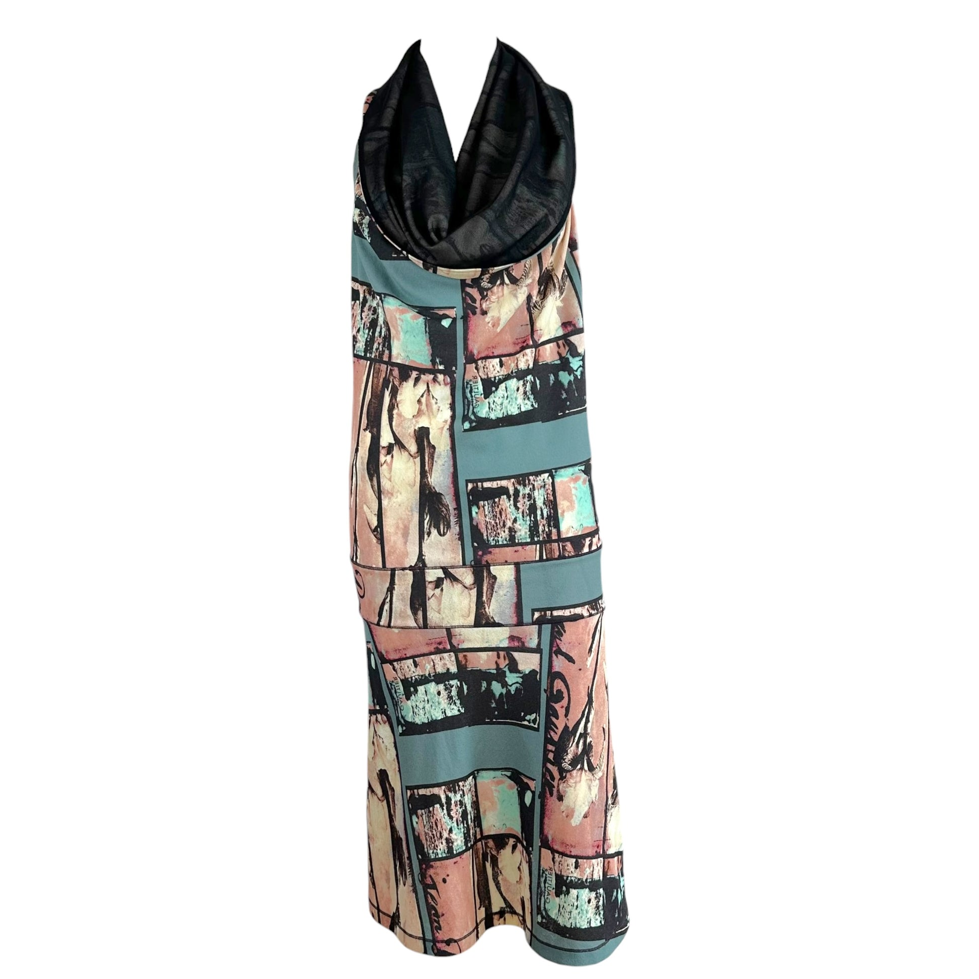 Jean Paul Gaultier Mini Dress Blue Pink Graphic Print