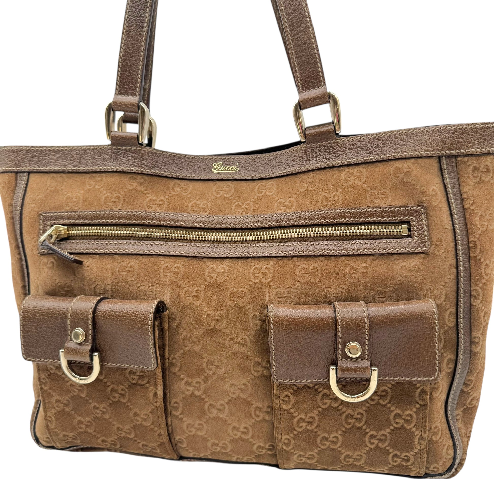 Gucci Brown Suede Guccissima Tote Bag - Outfit Repeater