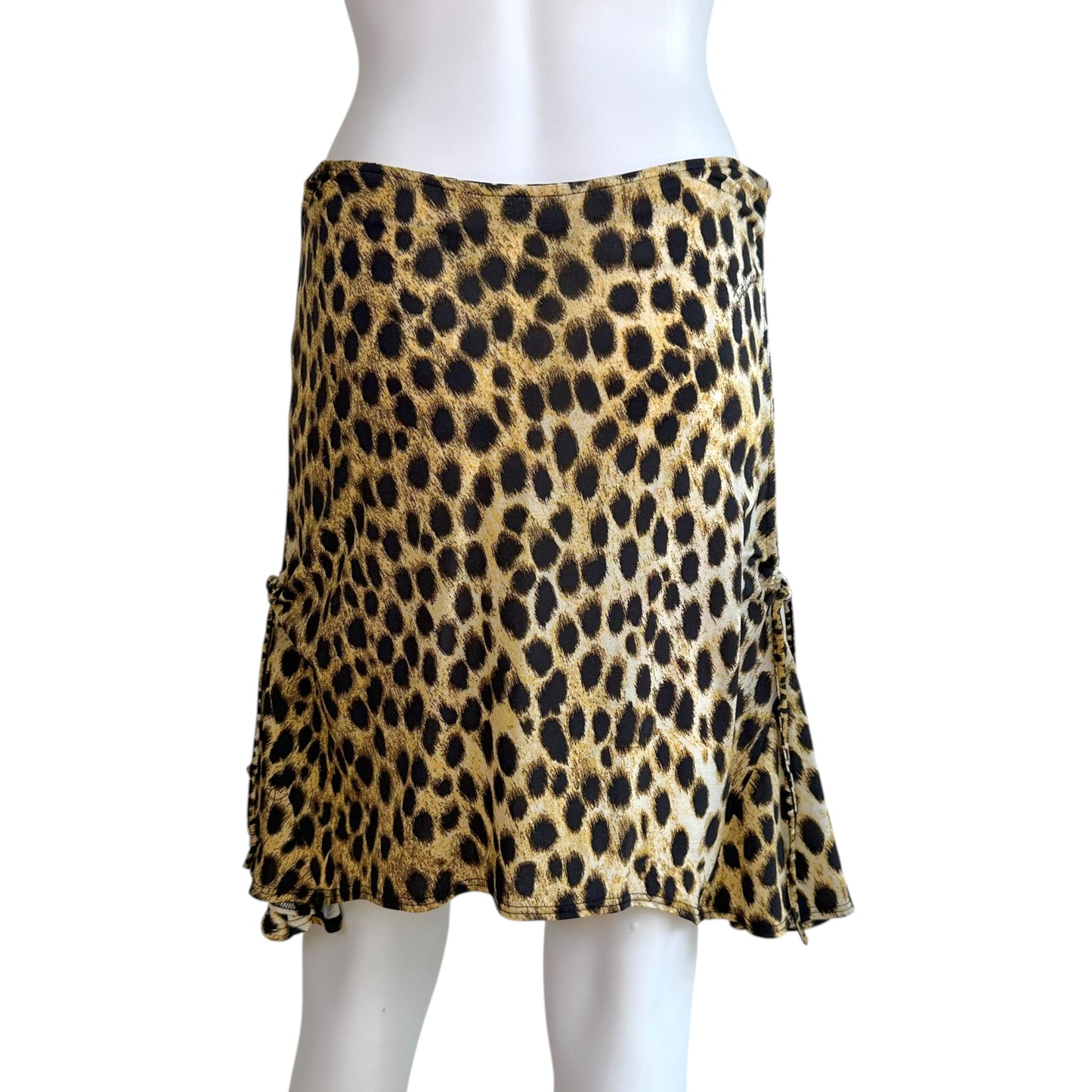 Roberto Cavalli Leopard Print Tie-Side Midi Skirt