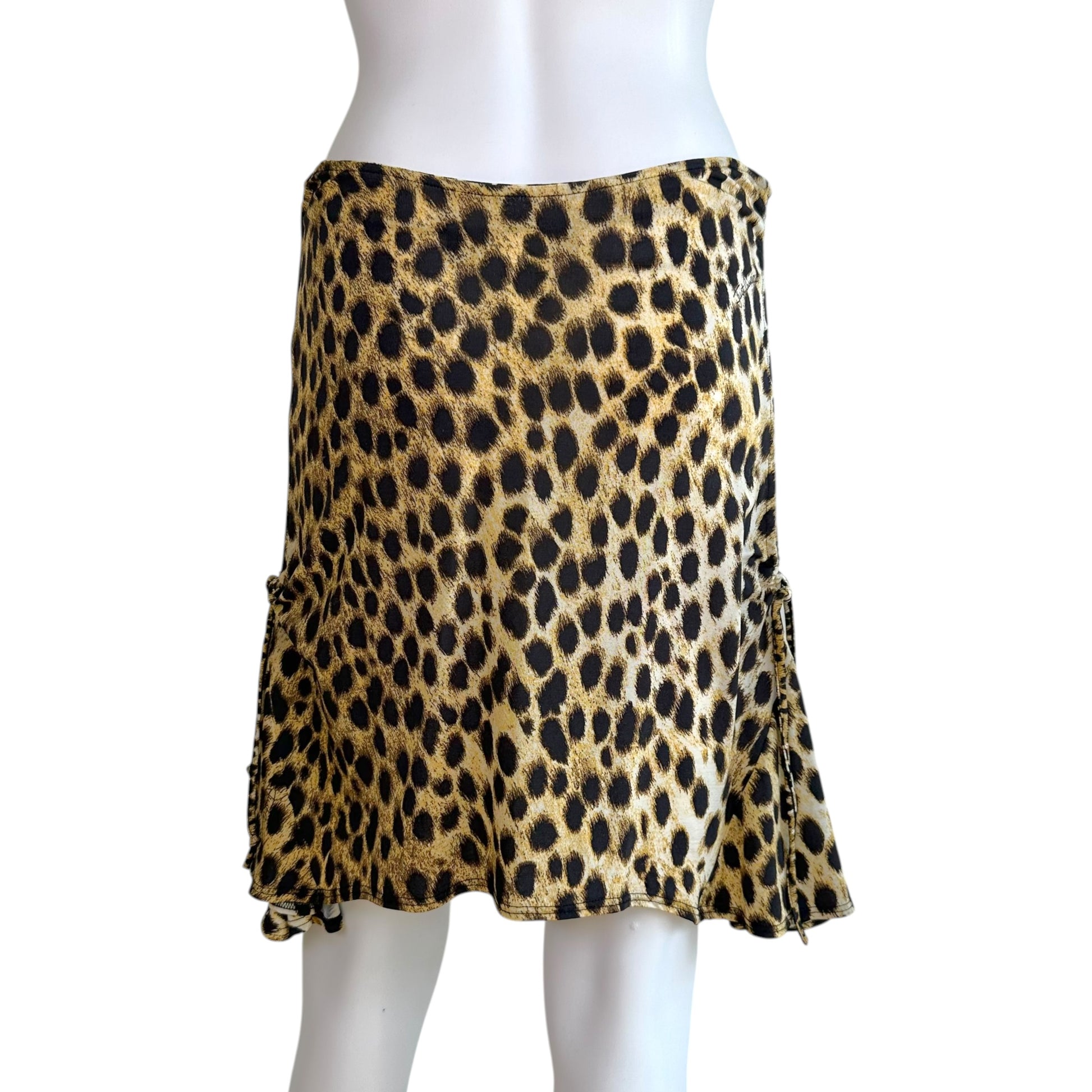 Roberto Cavalli Leopard Print Tie-Side Midi Skirt