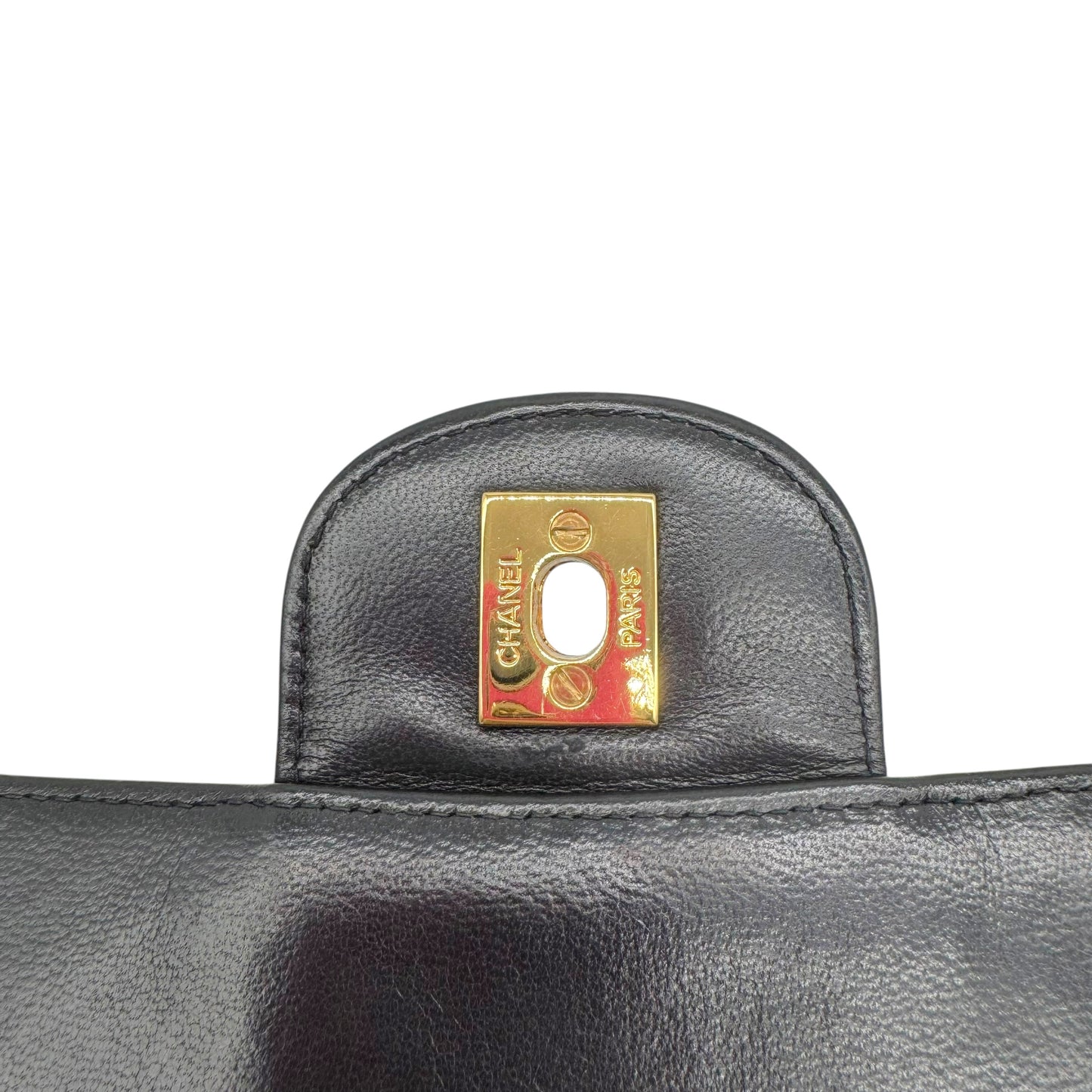 Chanel Black Lambskin Matelasse Jumbo Classic Flap Bag