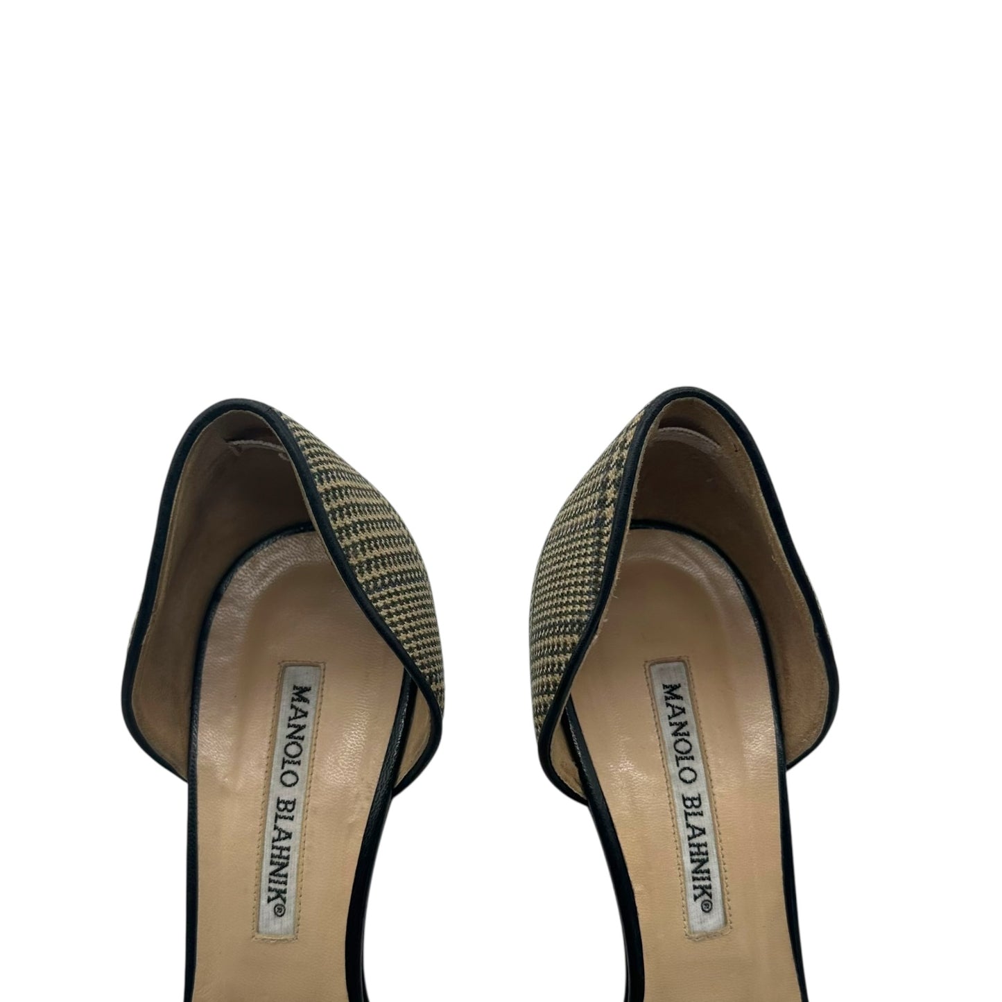 Manolo Blahnik Wool Houndstooth D'Orsay Heels
