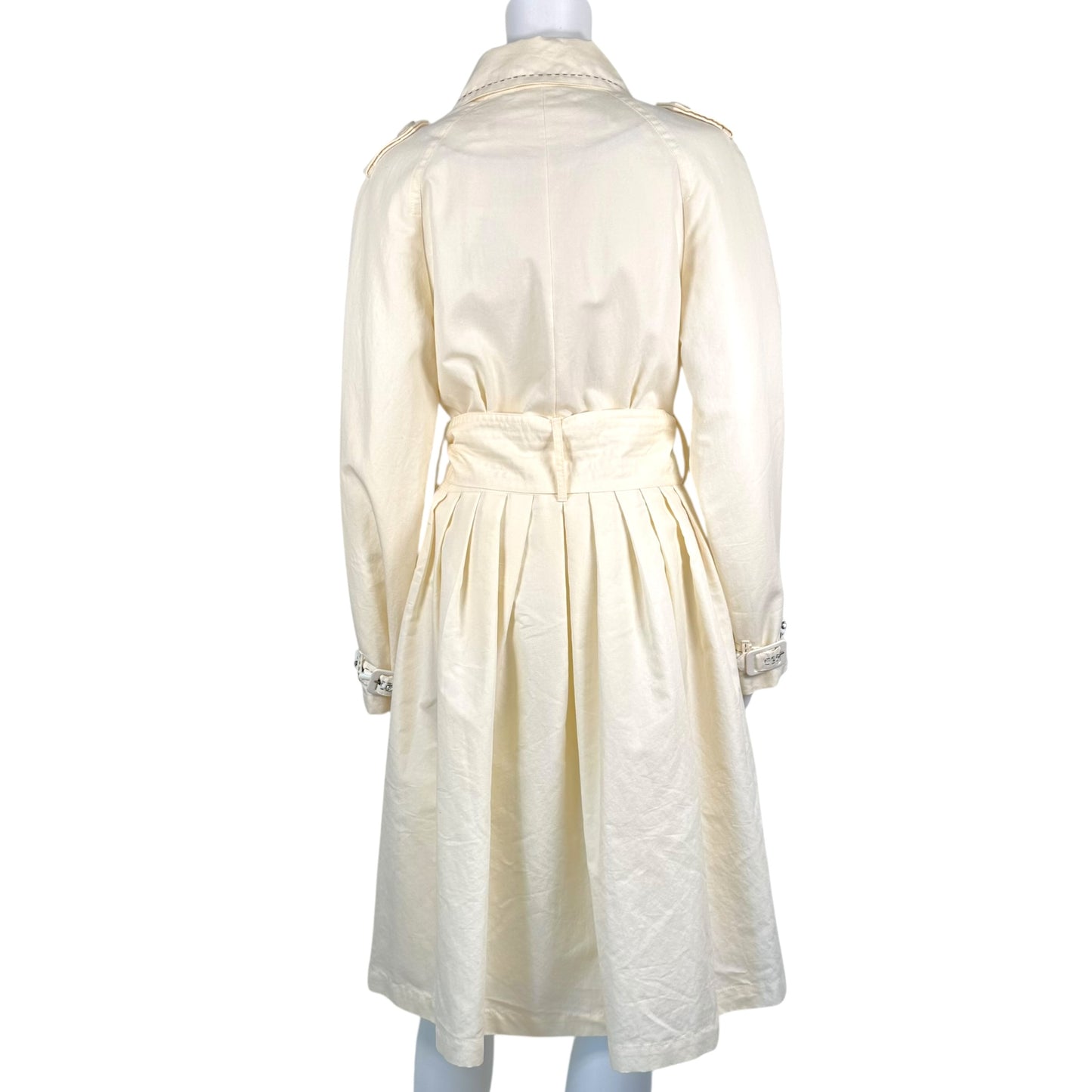 Roberto Cavalli Class White & Silver Beaded Trench Coat