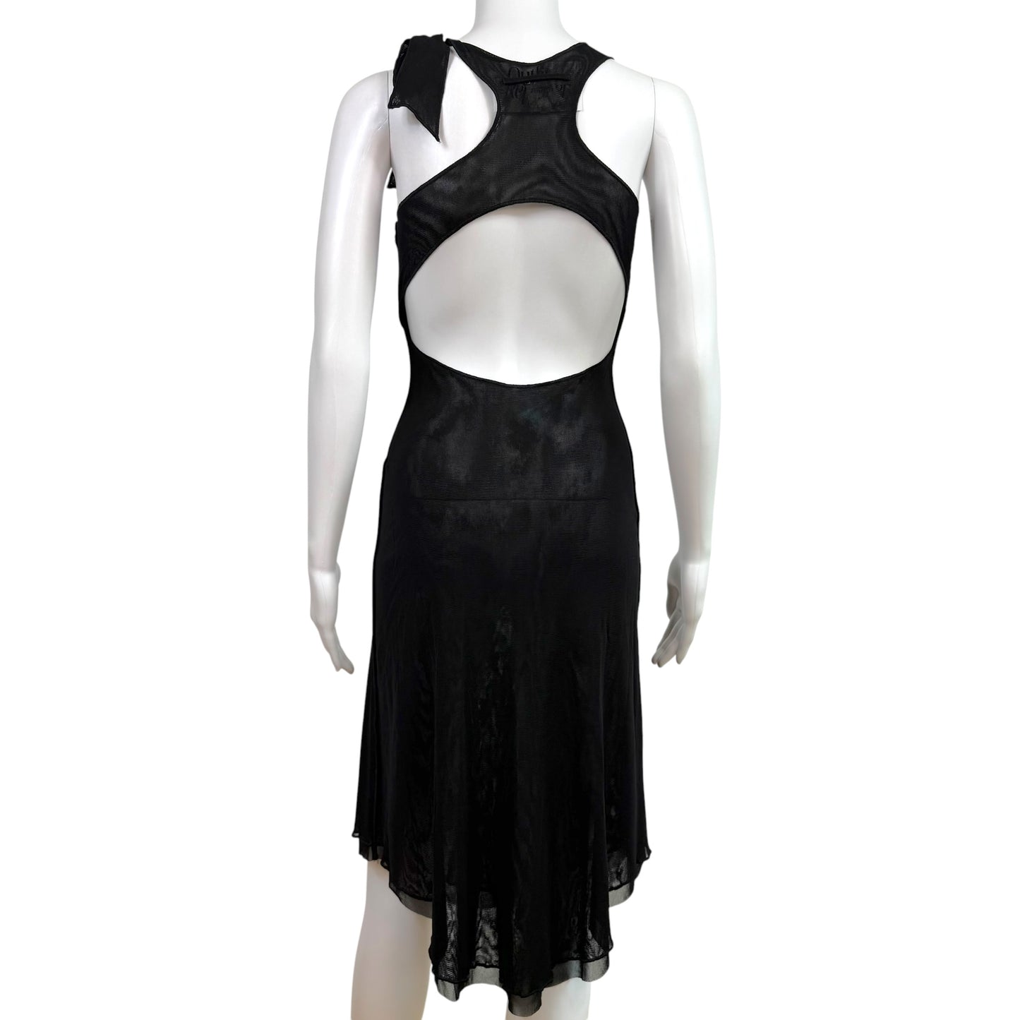 Jean Paul Gaultier Black Mesh Open Back Midi Dress