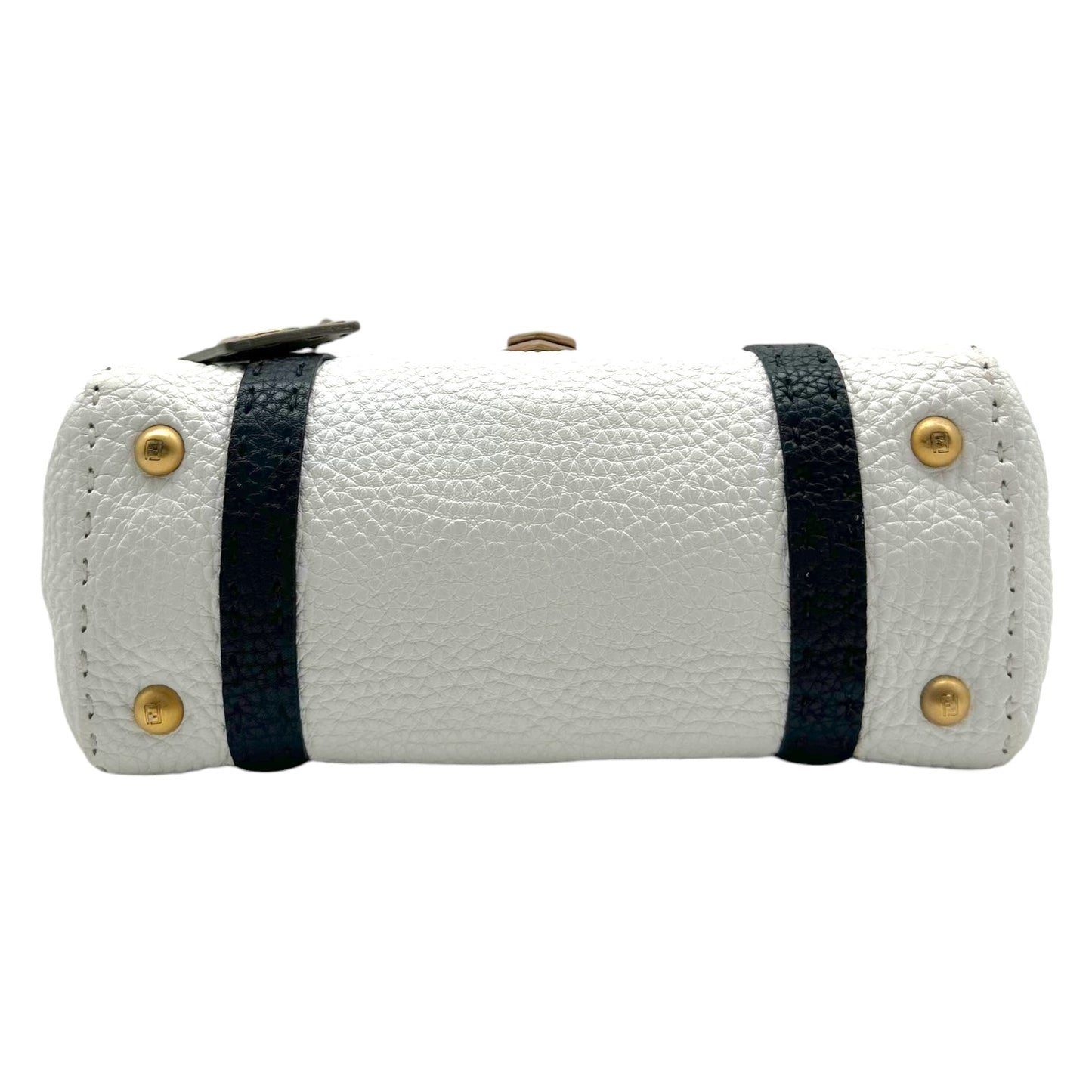 Fendi Selleria Mini Handbag White Black Tan Leather