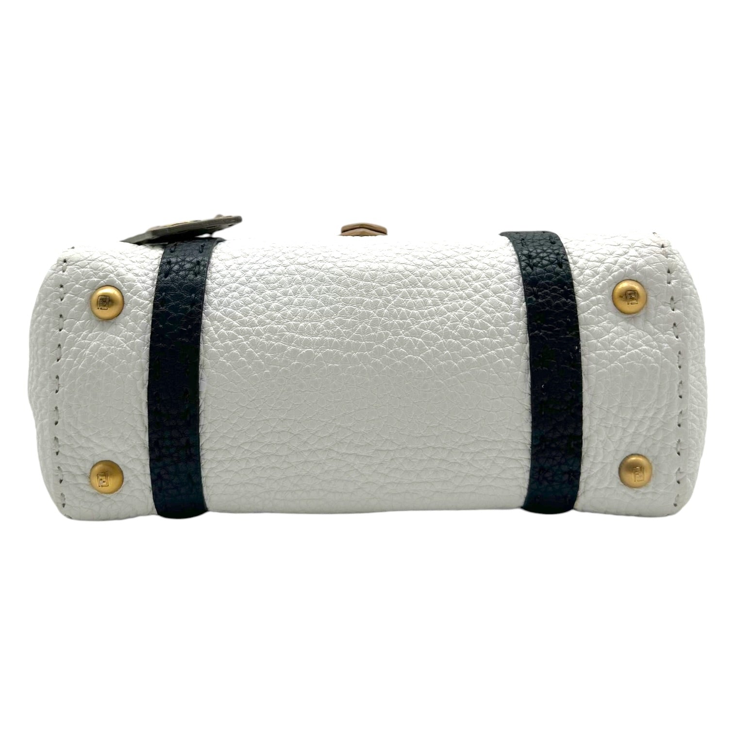 Fendi Selleria Mini Handbag White Black Tan Leather