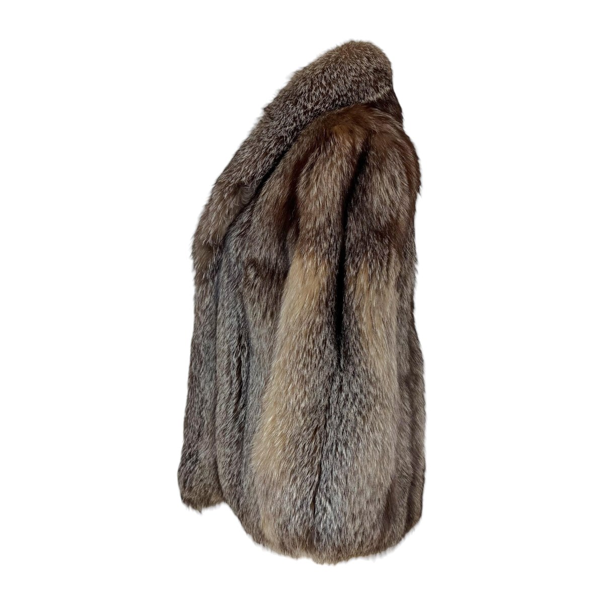 Blue Frost Design Fox Fur Coat Silver Brown Relaxed Fit