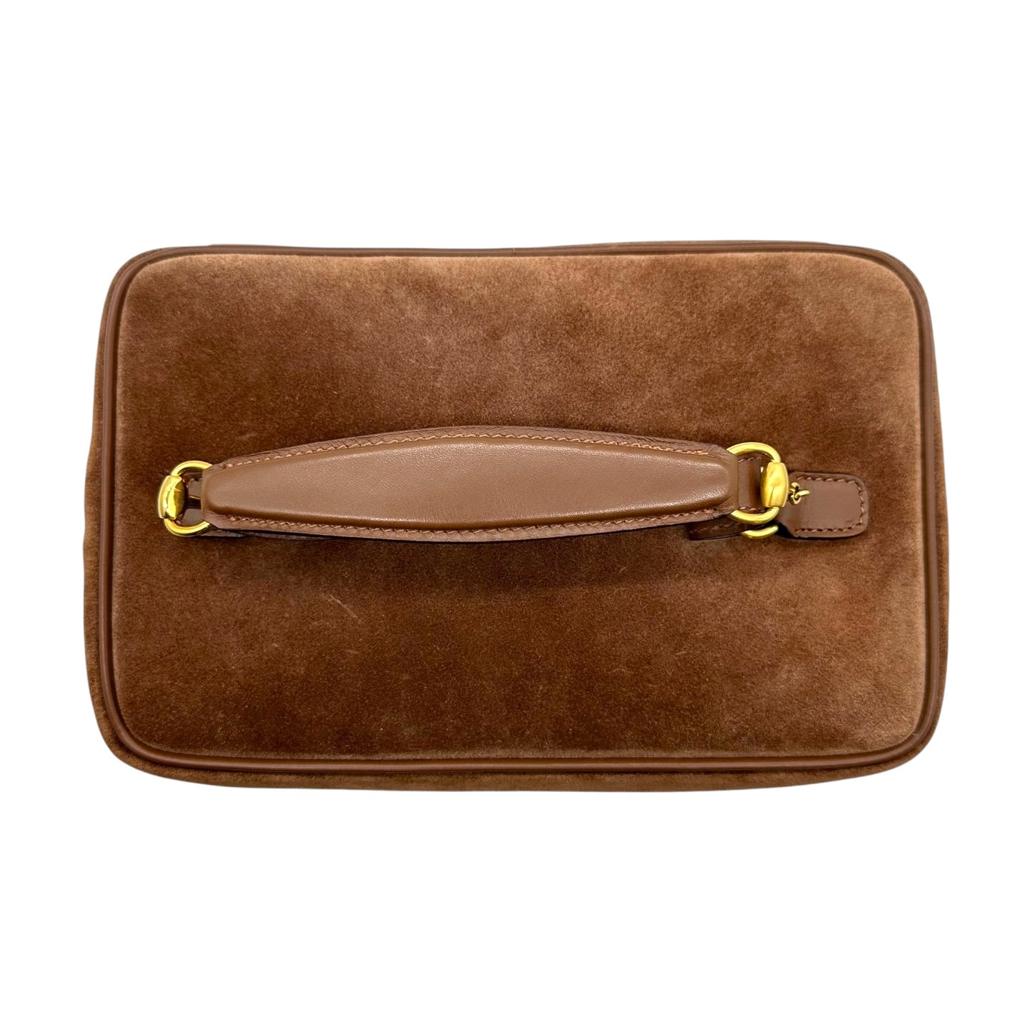 Gucci Brown Suede Horsebit Vanity Bag
