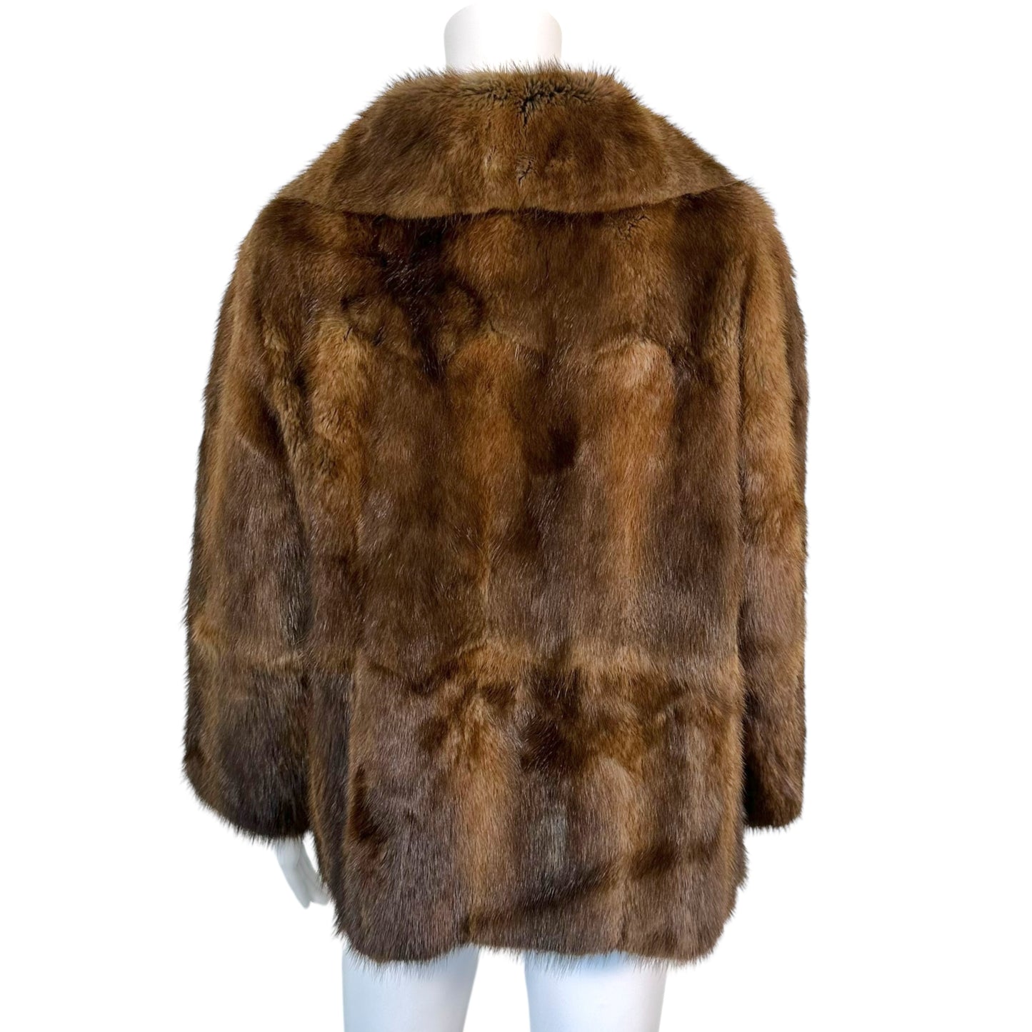 Lanvin Brown Mink Fur Coat with Notched Collar
