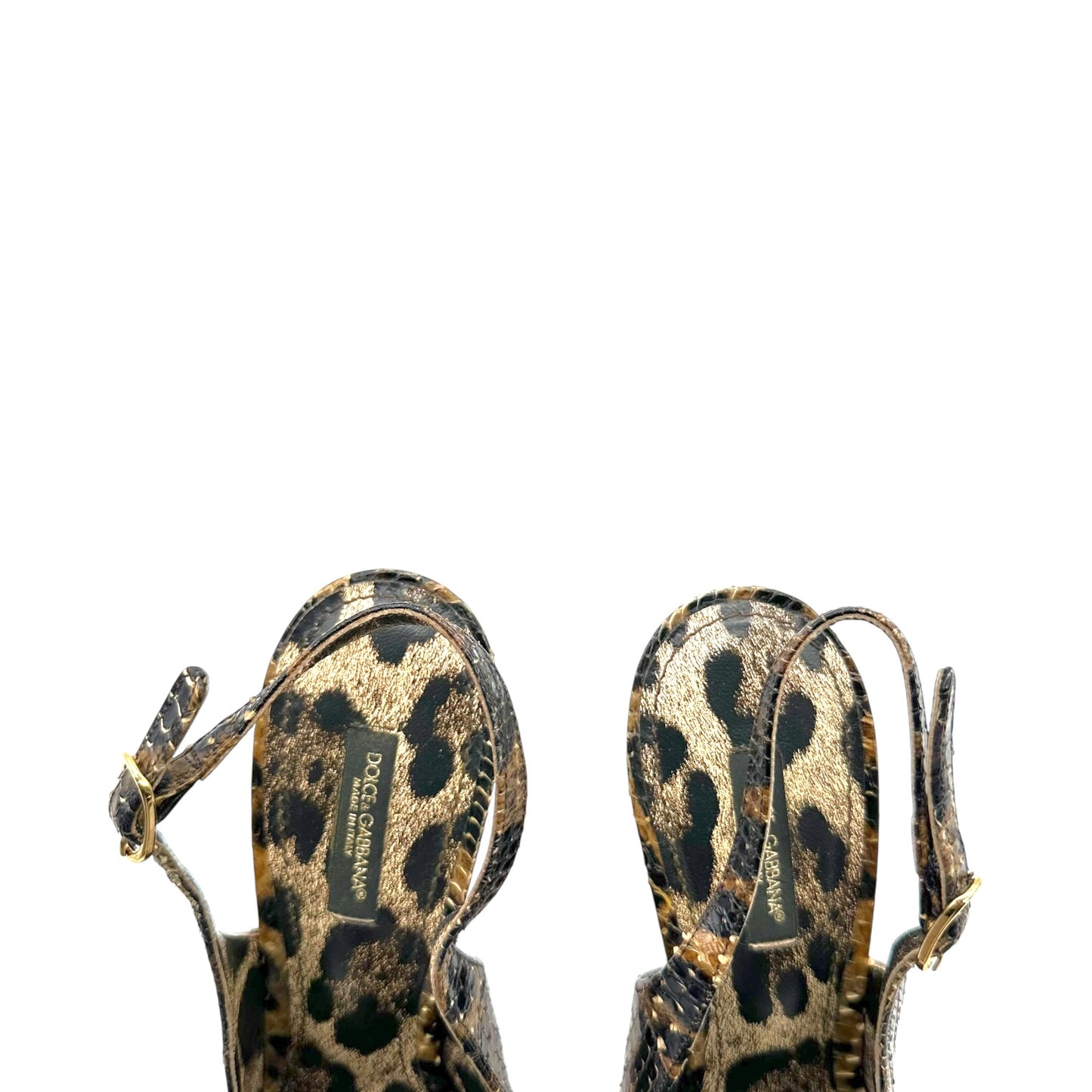 Dolce & Gabbana Pyton & Leather Flower Slingback Heels